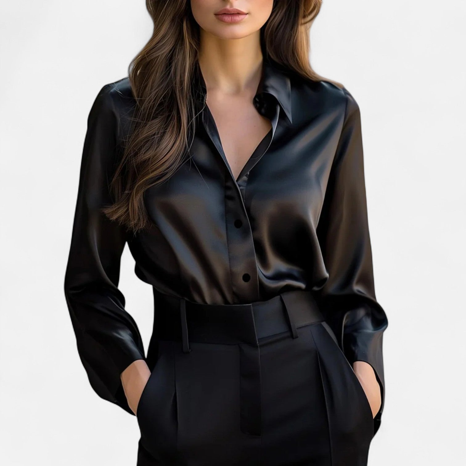 Satinbluse til kvinder med lange ærmer – tidløs elegance, moderne sofistikering