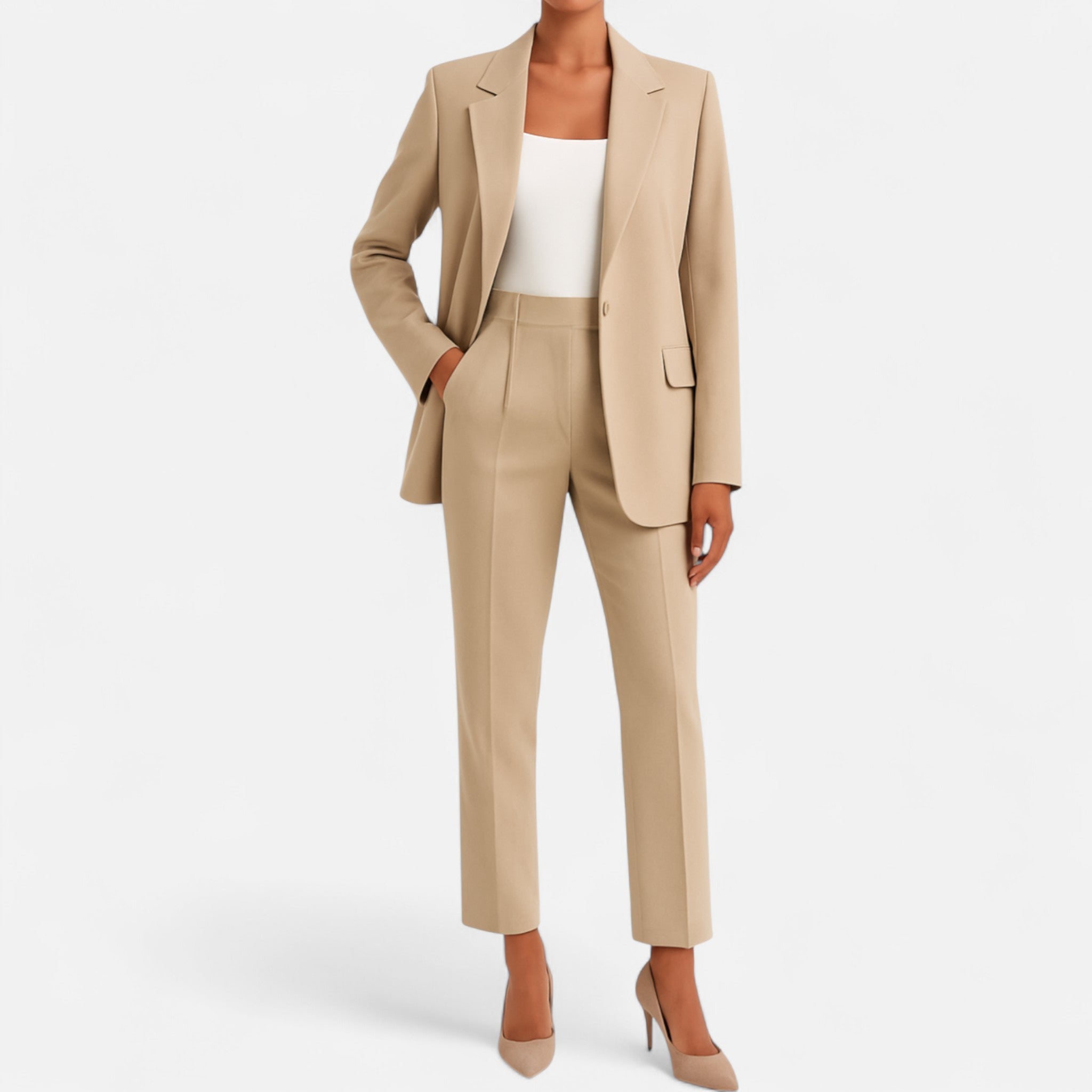 Elegant women's suit set with blazer and pants