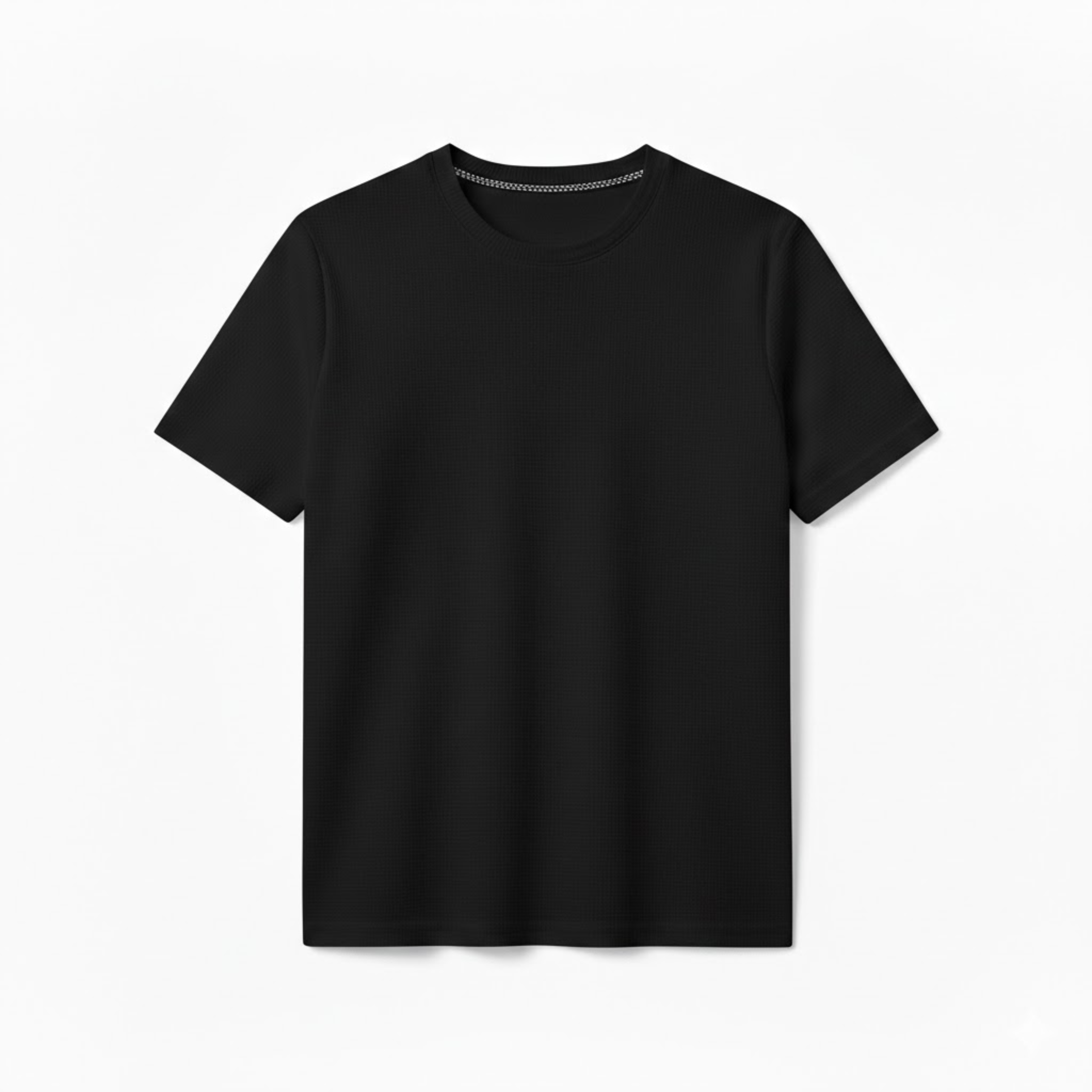 Herre waffle-strik T-shirt – kortærmet, åndbar afslappet pullover med rund hals