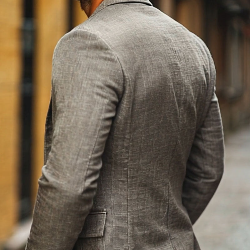 Herre Casual Bomuld-Hør Notch Revers Enkeltknappet Slim-fit Blazer