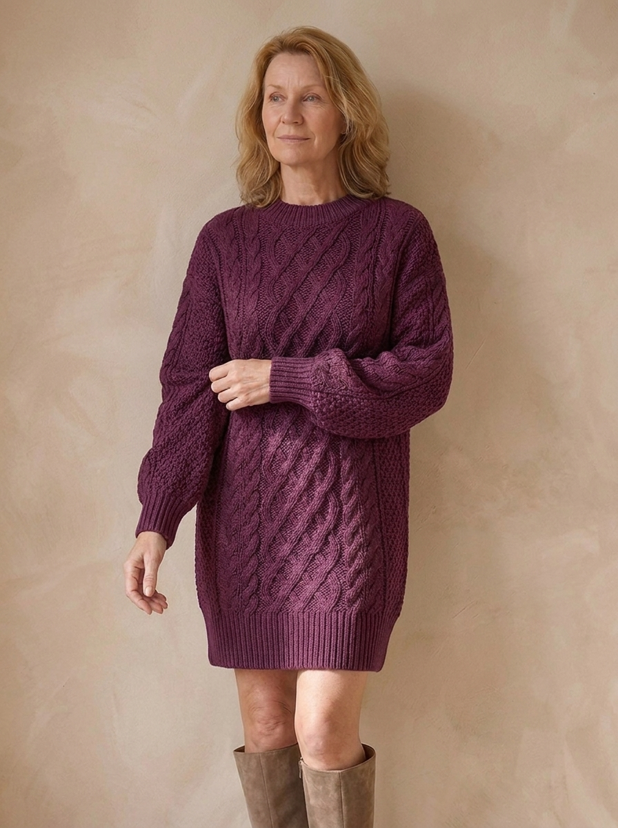Oversized Strikket Sweaterkjole til Kvinder