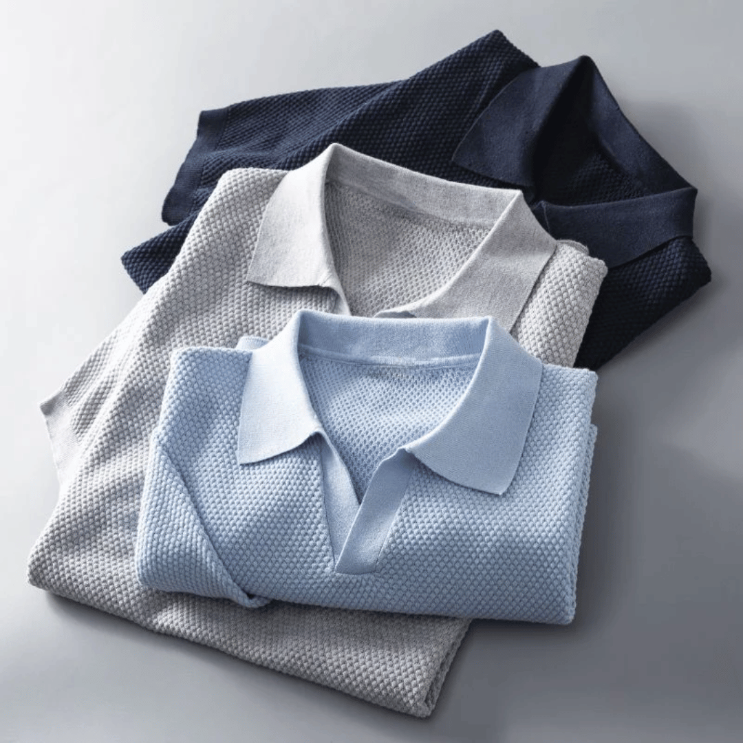 Bellivaro | Strikket Polo T-shirt til Mænd – Åndbar & Stilren Komfort