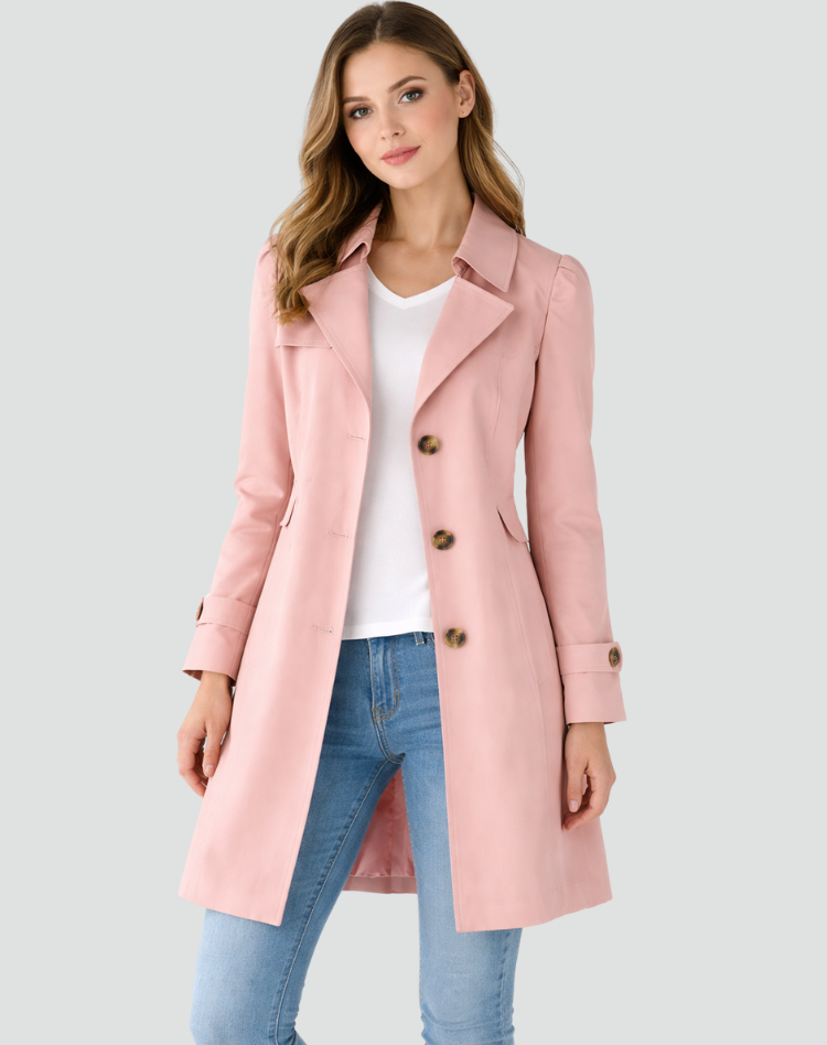 Trenchcoat til damer - Slim fit, letvægt med klassisk reverskrave