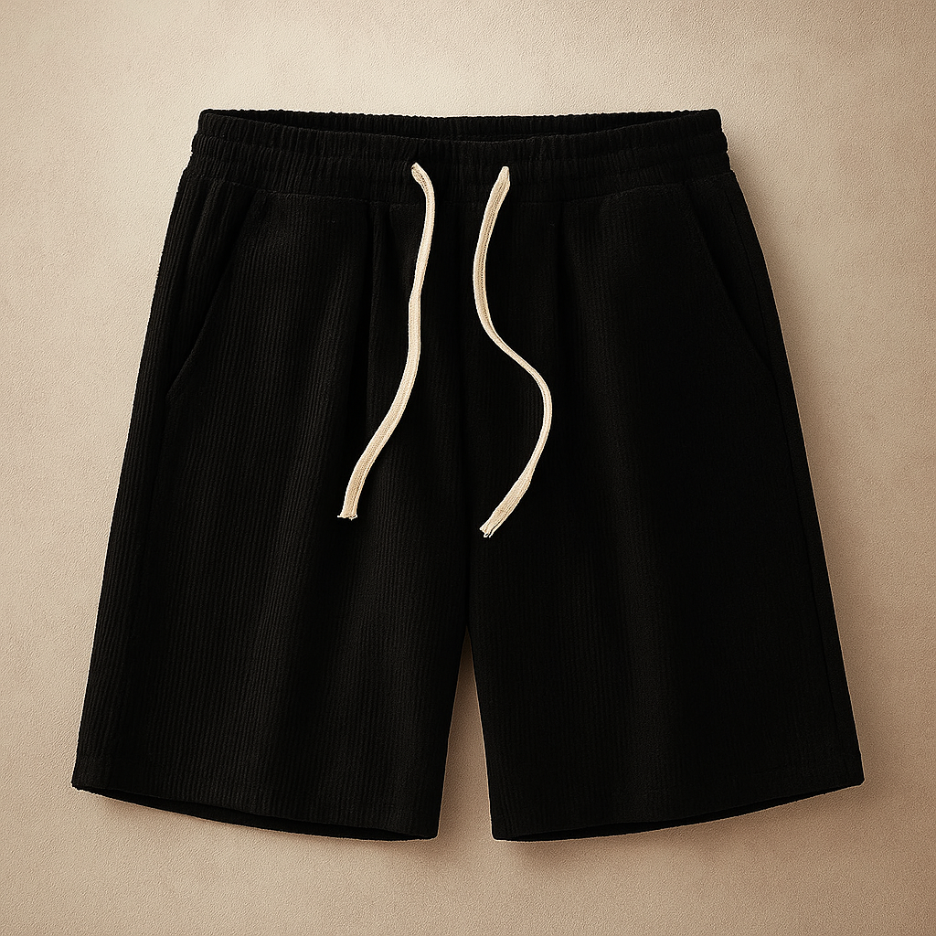 Cómodos pantalones cortos de waffle para hombre con cintura elástica