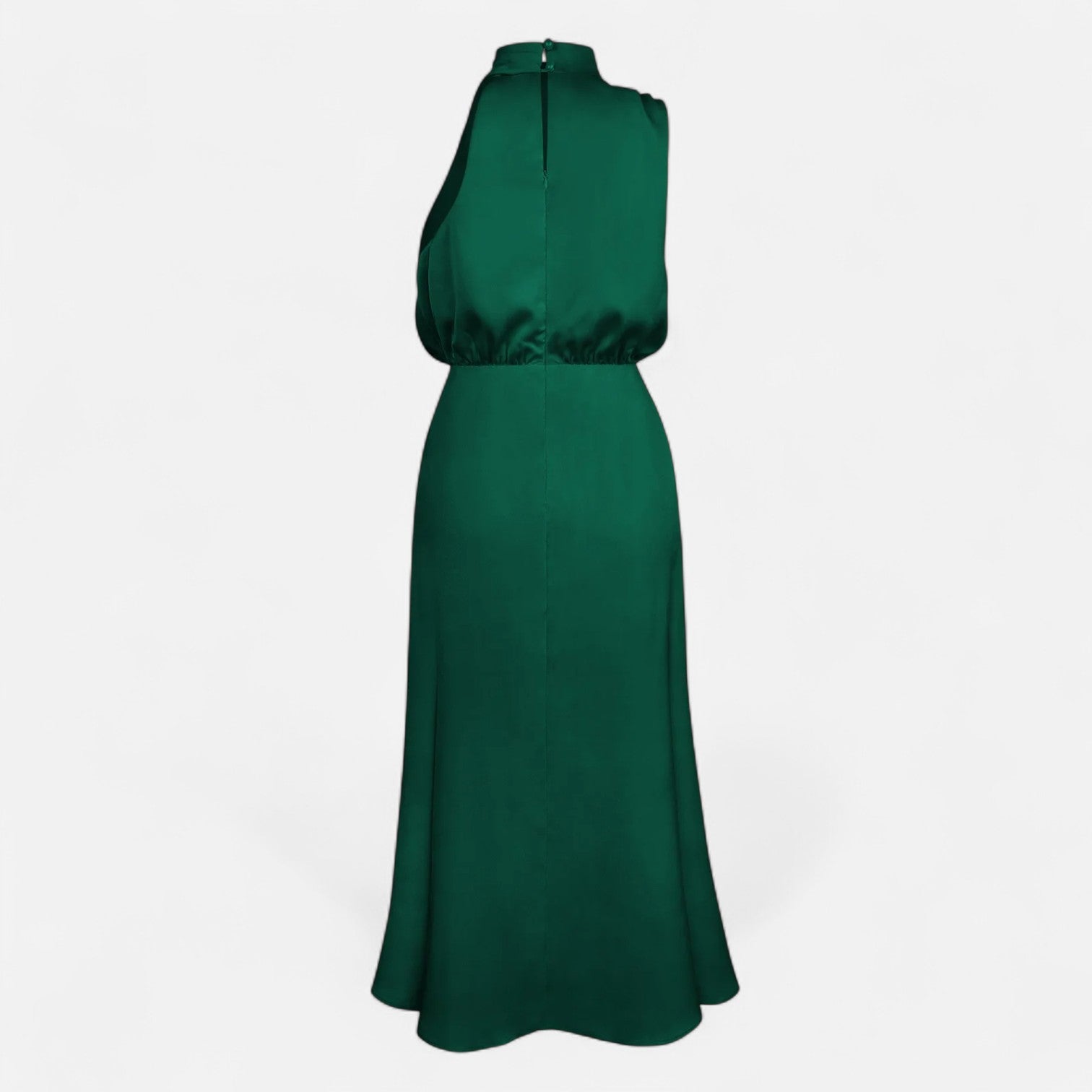 Vestido longo de cetim para senhora, corte em A, sem mangas