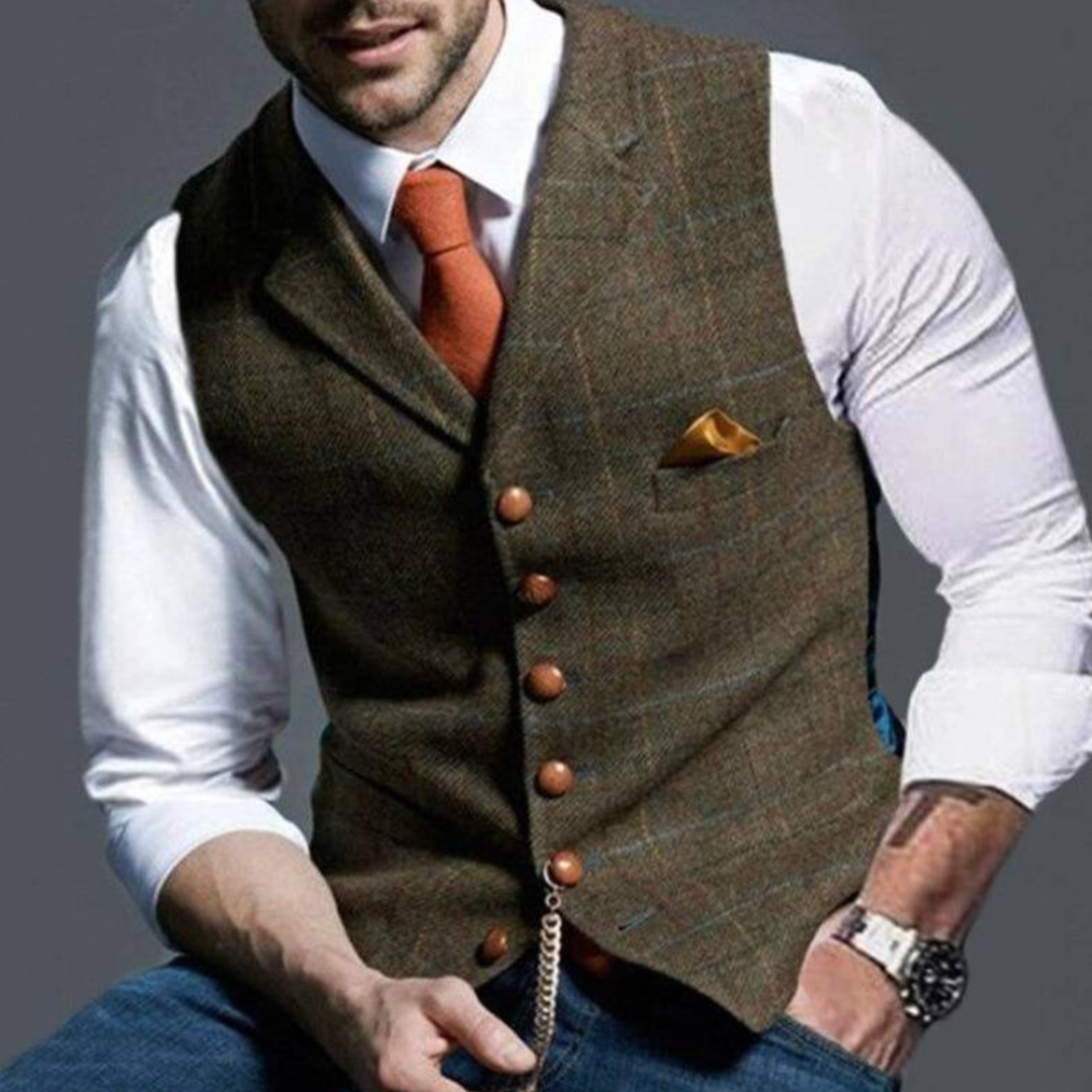 Alain | Men's Vest | Slim Fit with Buttons and Pockets