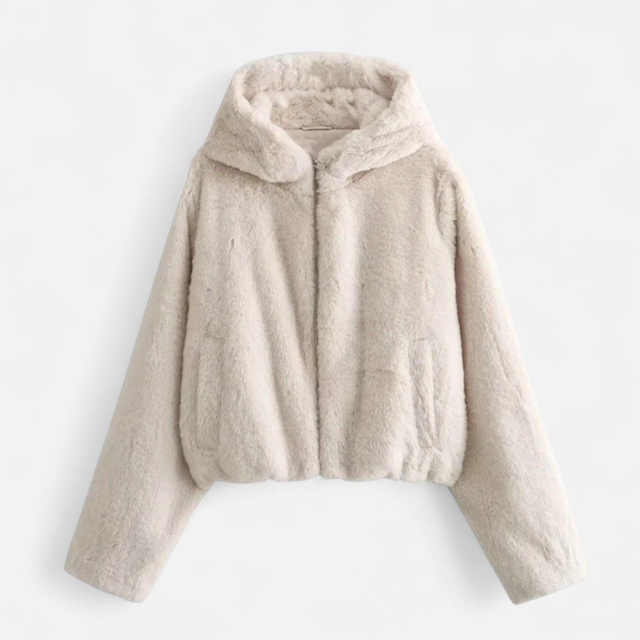 Damen Teddyfell-Jacke mit Kapuze