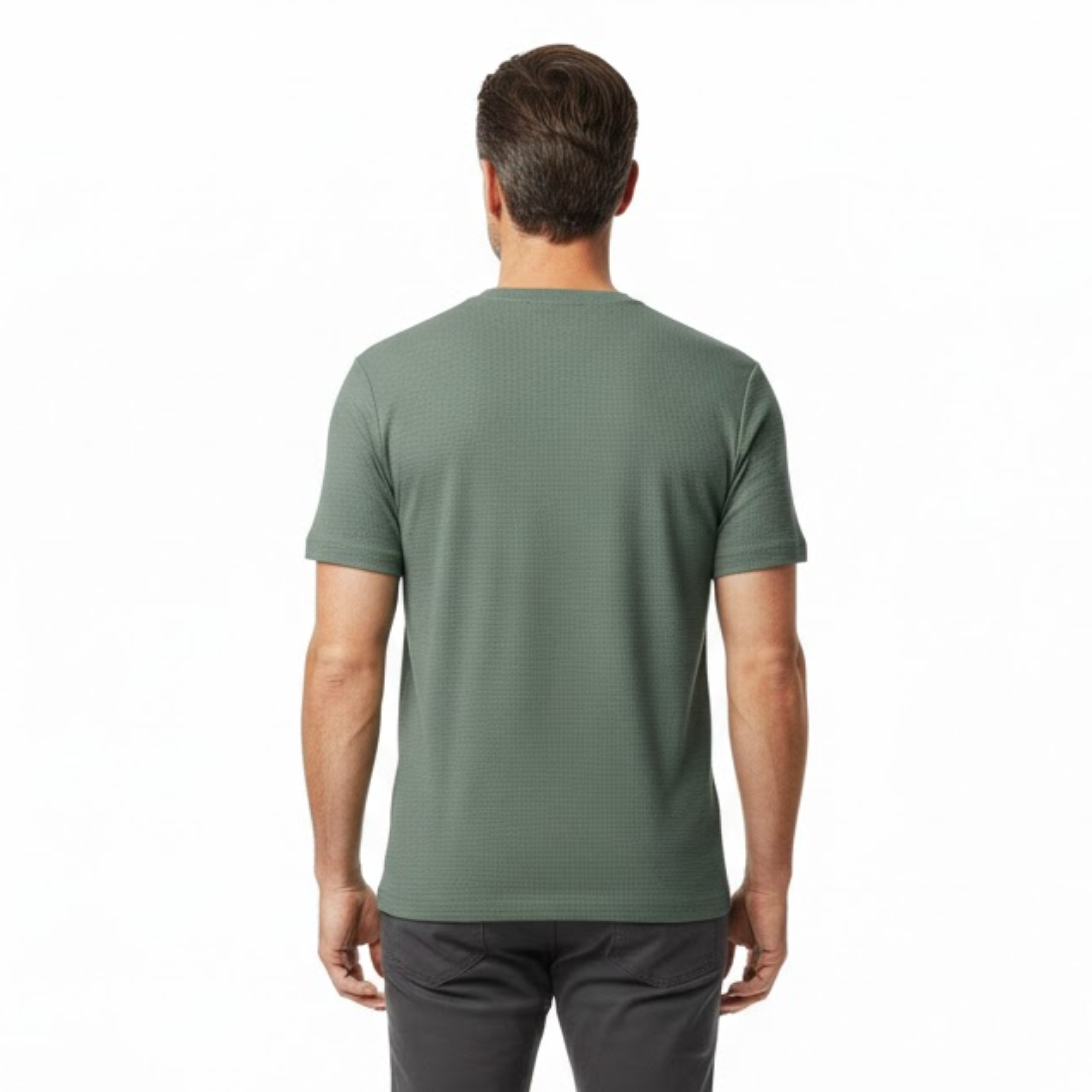 Herre waffle-strik T-shirt – kortærmet, åndbar afslappet pullover med rund hals