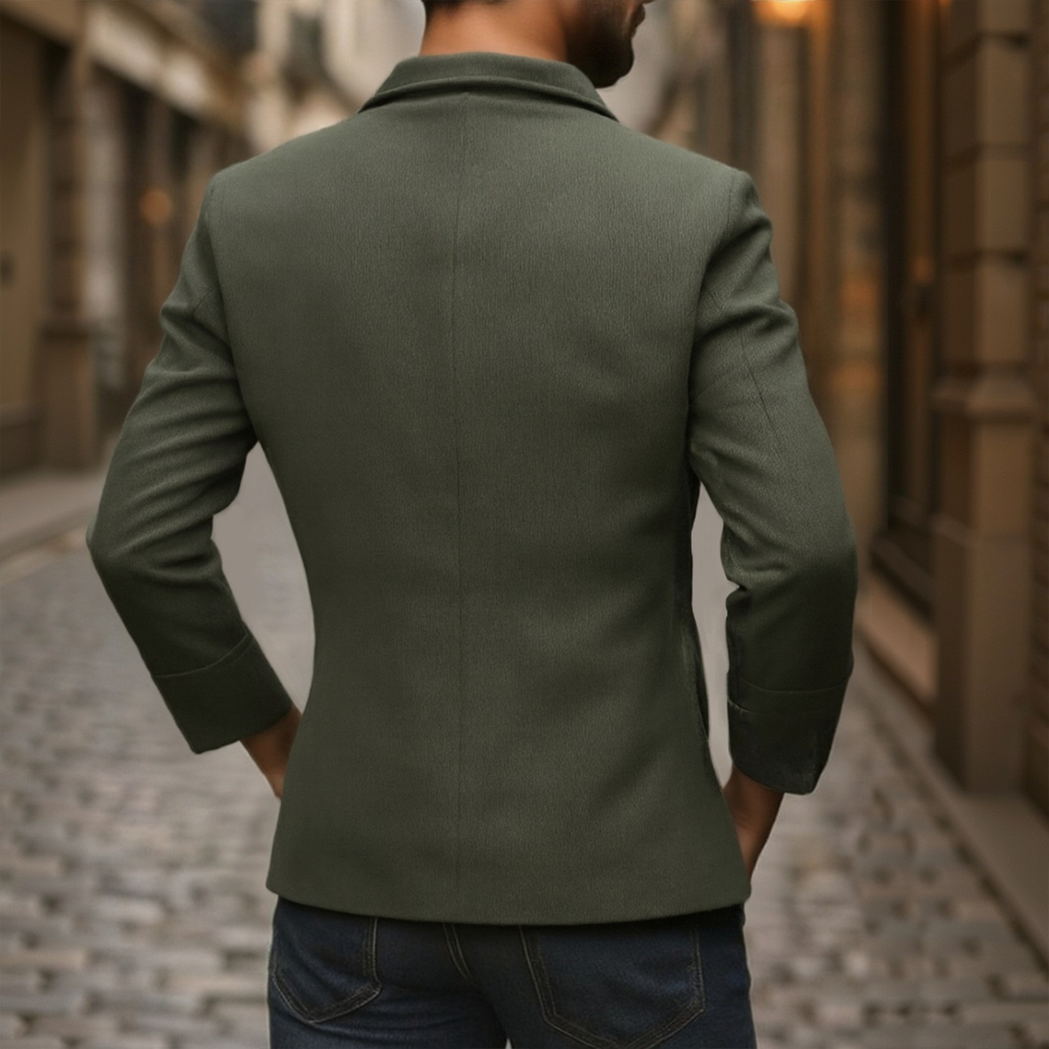 Férfi vintage bársony kabát | Álló gallér, egysoros gombolás és slim fit
