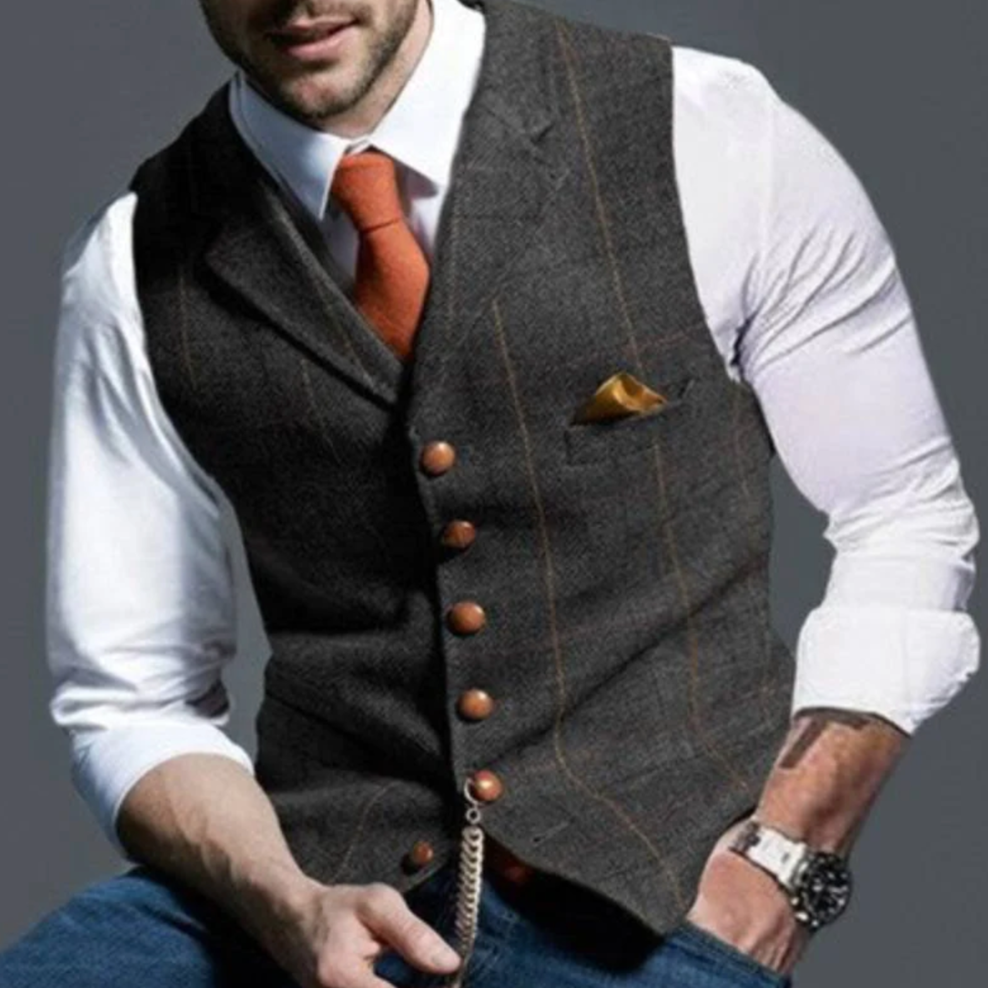 Alain | Men's Vest | Slim Fit with Buttons and Pockets