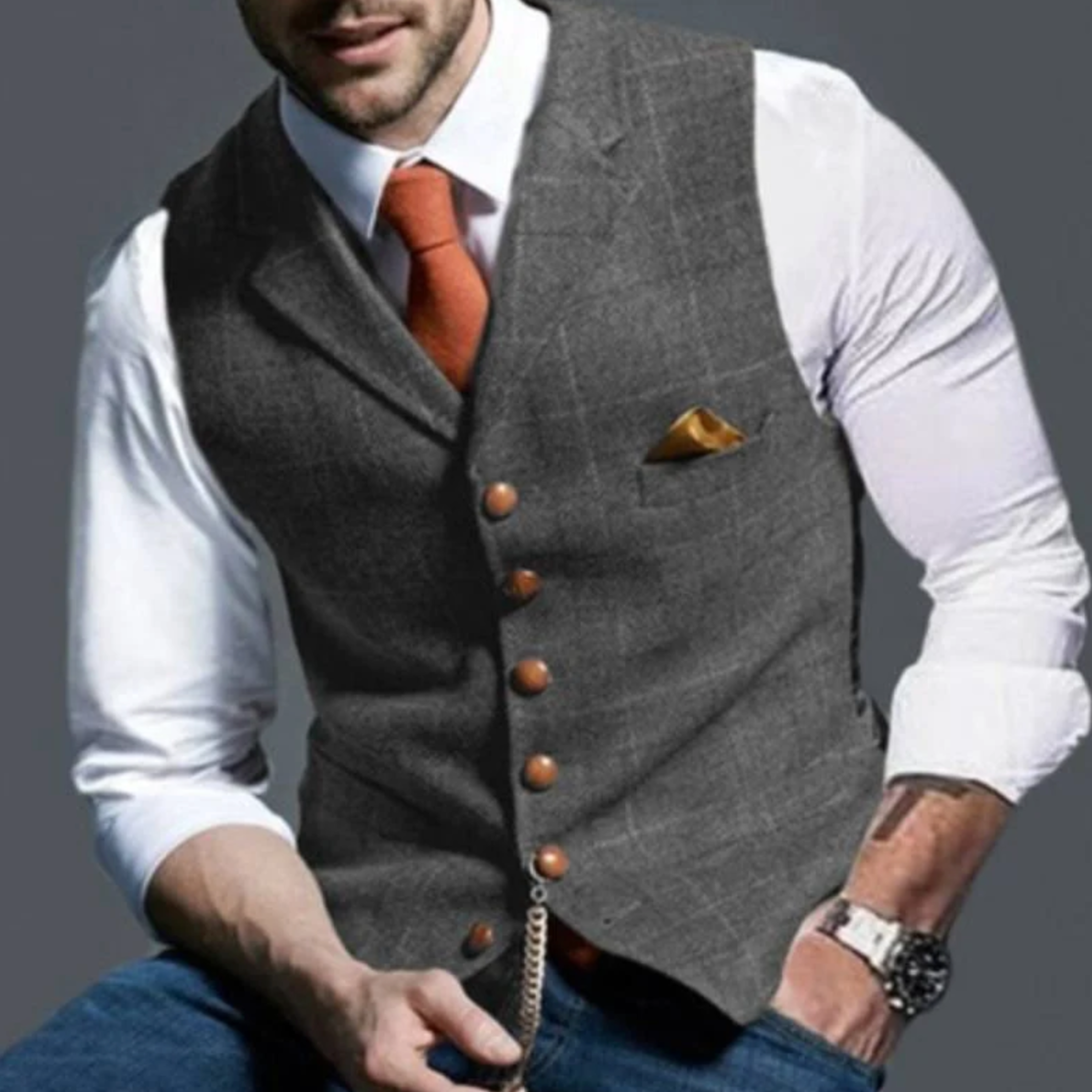 Alain | Men's Vest | Slim Fit with Buttons and Pockets