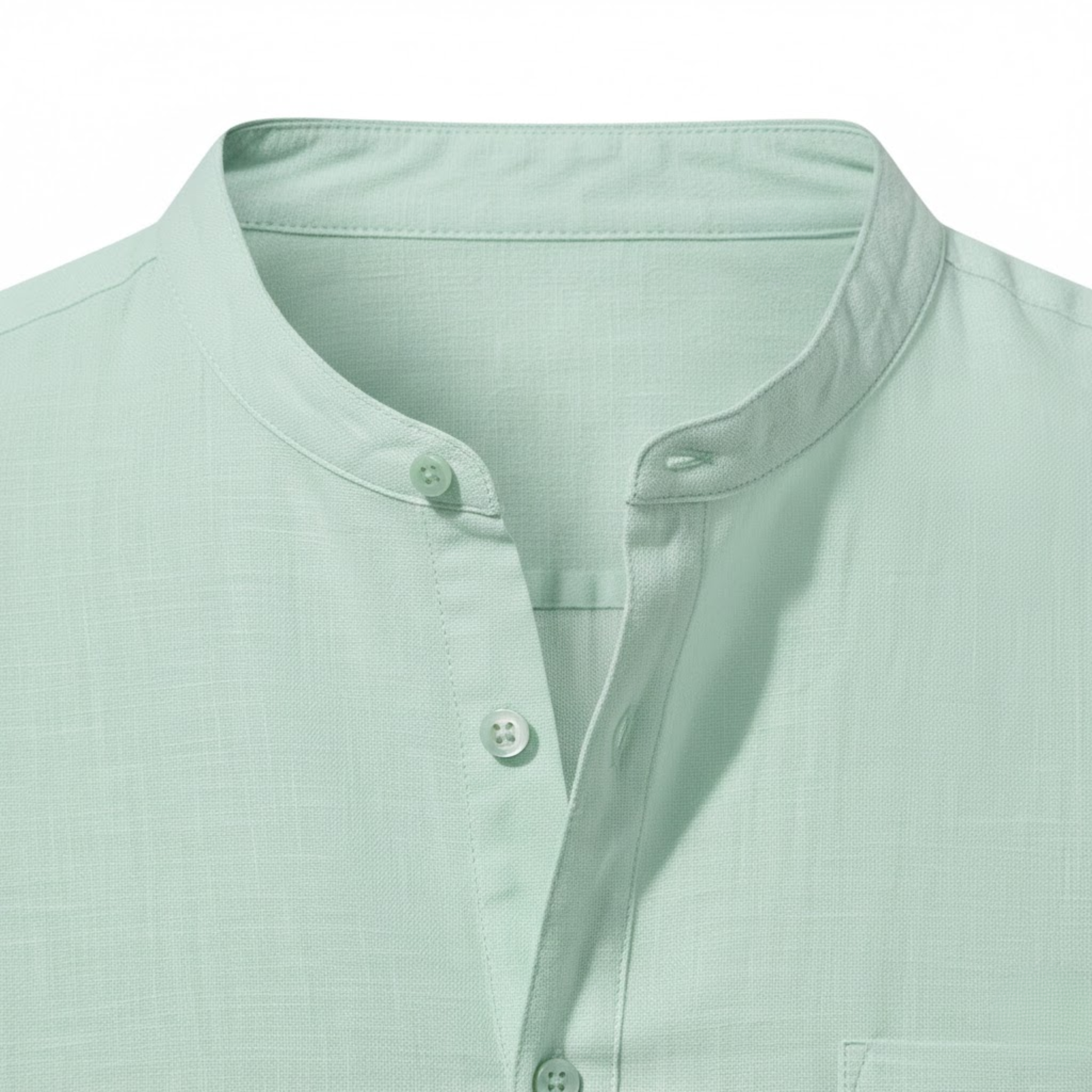 Pánská bavlněná lněná Henley košile s krátkým rukávem, prodyšná, casual, s kapsou, plážový top