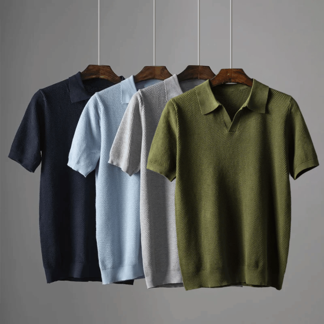 Bellivaro | Strikket Polo T-shirt til Mænd – Åndbar & Stilren Komfort