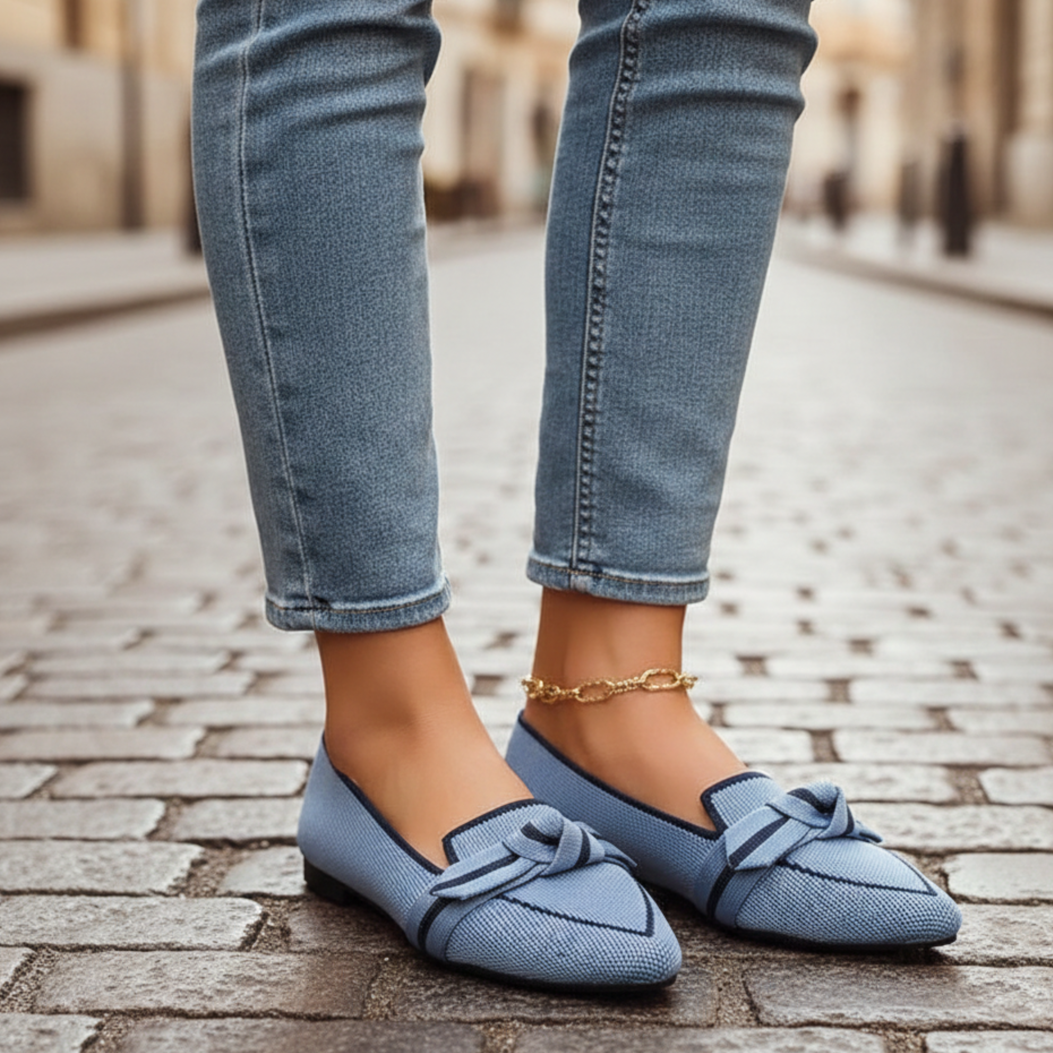Zapatos ortopédicos de punta estrecha tipo mocasín de punto