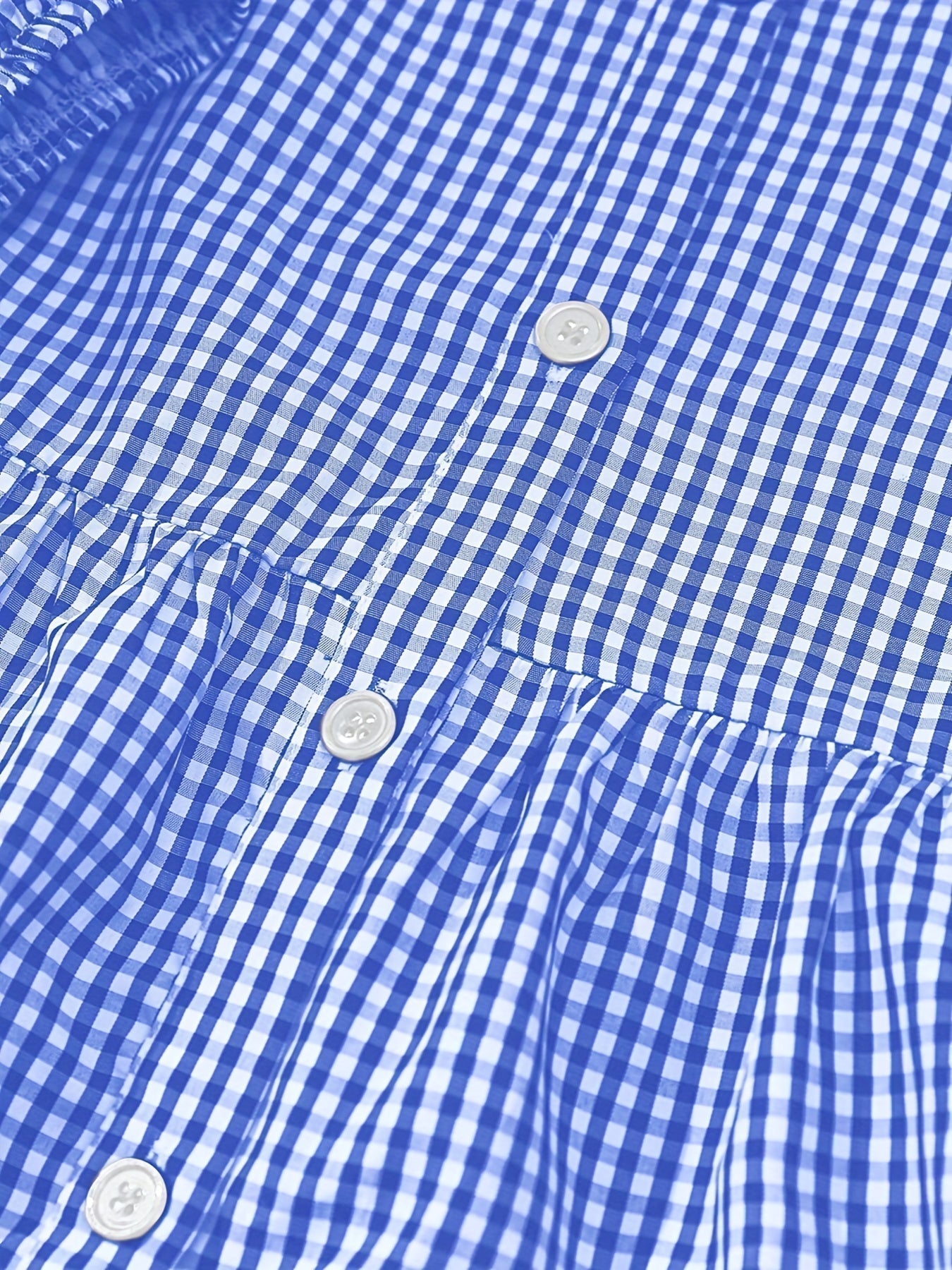 Dame Minikjole med Gingham-Mønster og Flæser