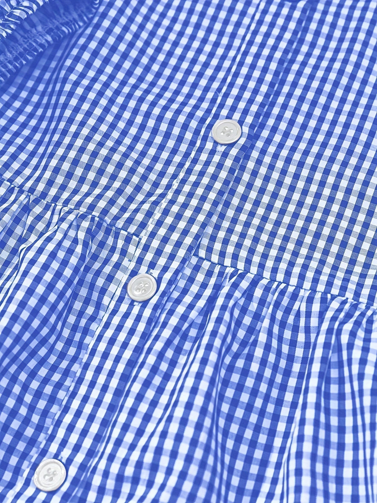 Dame Minikjole med Gingham-Mønster og Flæser