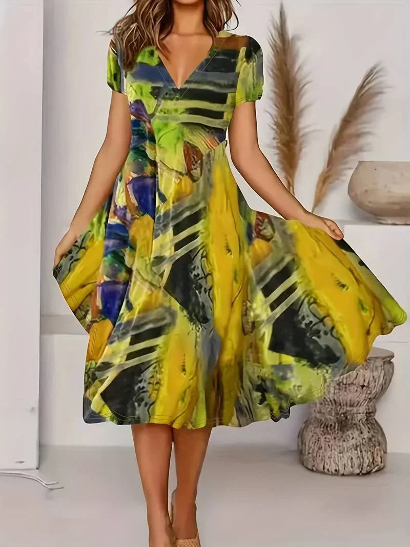 Letní boho šaty s výstřihem do V