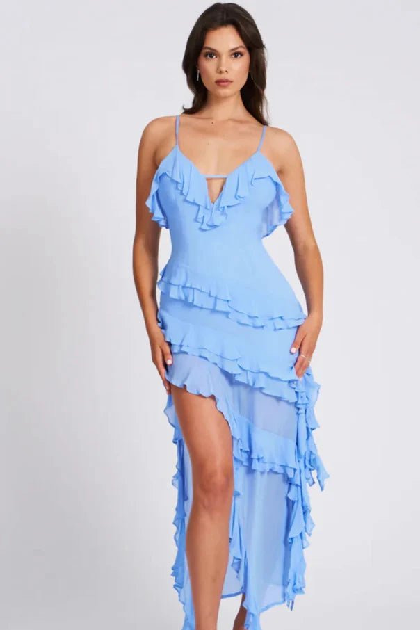 Aiah | Flæset Asymmetric Spaghetti Strap Dress