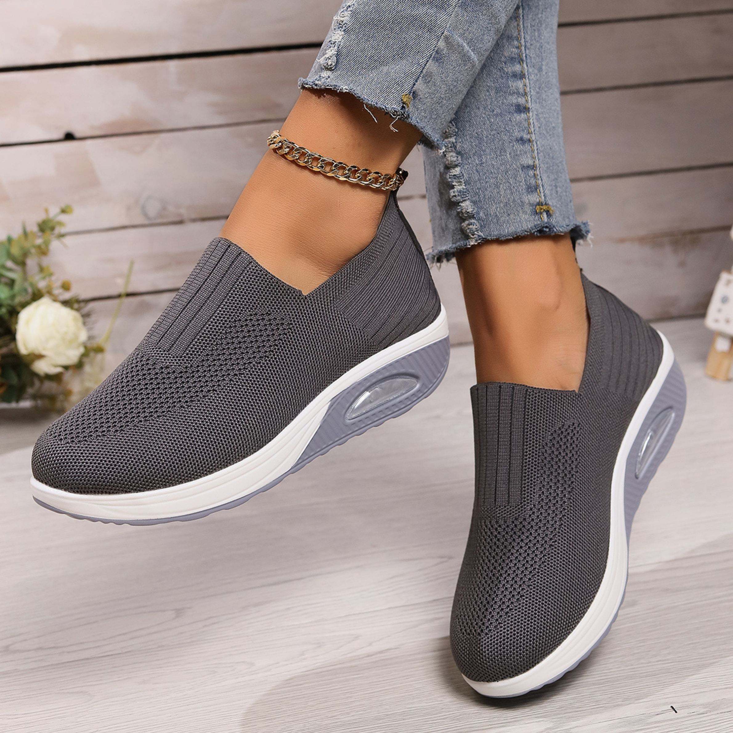Άνετα γυναικεία ορθοπεδικά sneakers slip-on με δίχτυ – ελαφριά και υποστηρικτικά για καθημερινές βόλτες