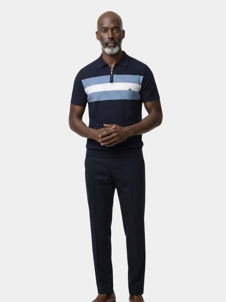 Polo s poloviční délkou rukávu a zipem v klasickém střihu – Cross & Crown