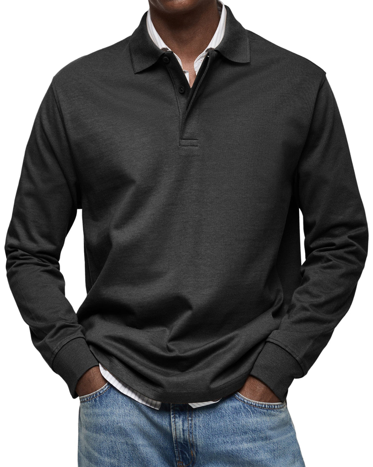 Oscar Vintage Langærmet Polo Shirt til Herre – Klassisk Casual Bomuldstop
