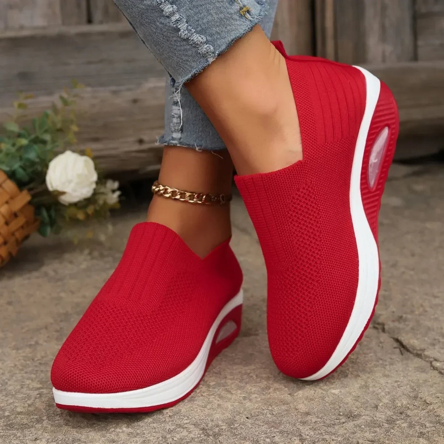 Άνετα γυναικεία ορθοπεδικά sneakers slip-on με δίχτυ – ελαφριά και υποστηρικτικά για καθημερινές βόλτες