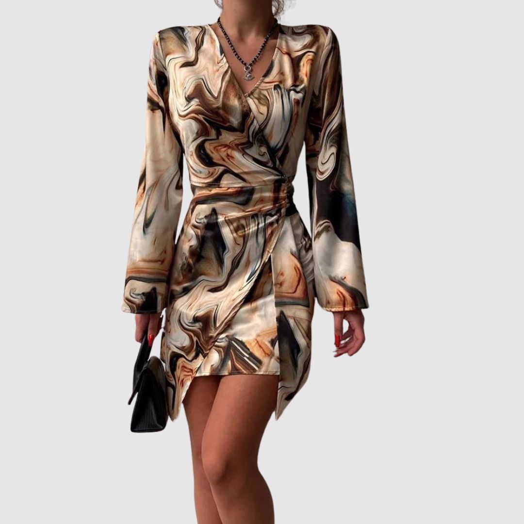 Dress with Abstract Marble Print