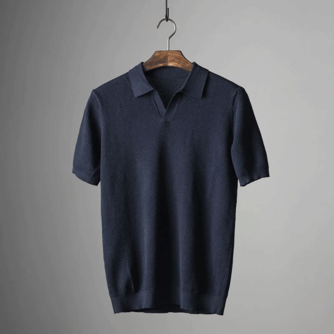 Bellivaro | Strikket Polo T-shirt til Mænd – Åndbar & Stilren Komfort