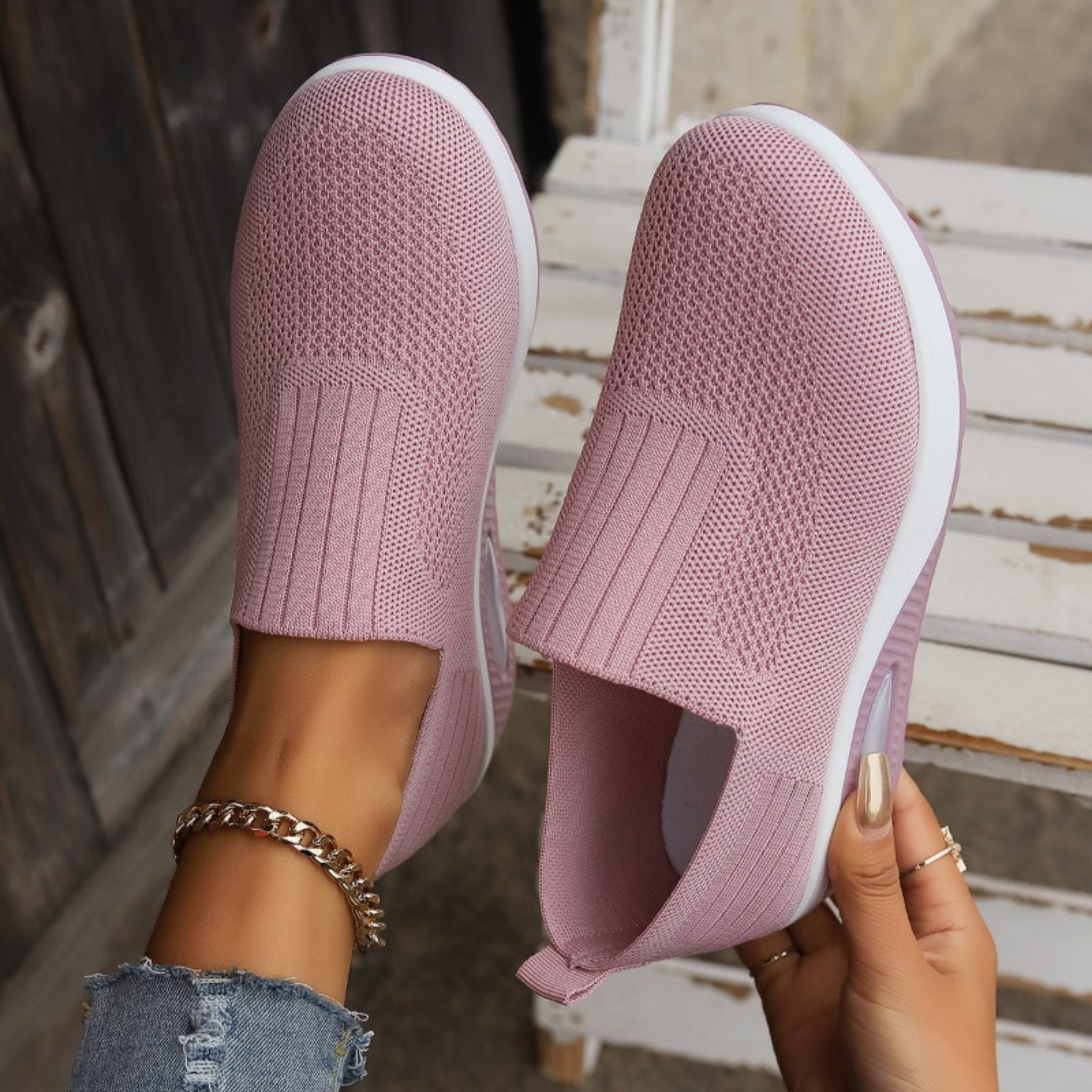 Άνετα γυναικεία ορθοπεδικά sneakers slip-on με δίχτυ – ελαφριά και υποστηρικτικά για καθημερινές βόλτες