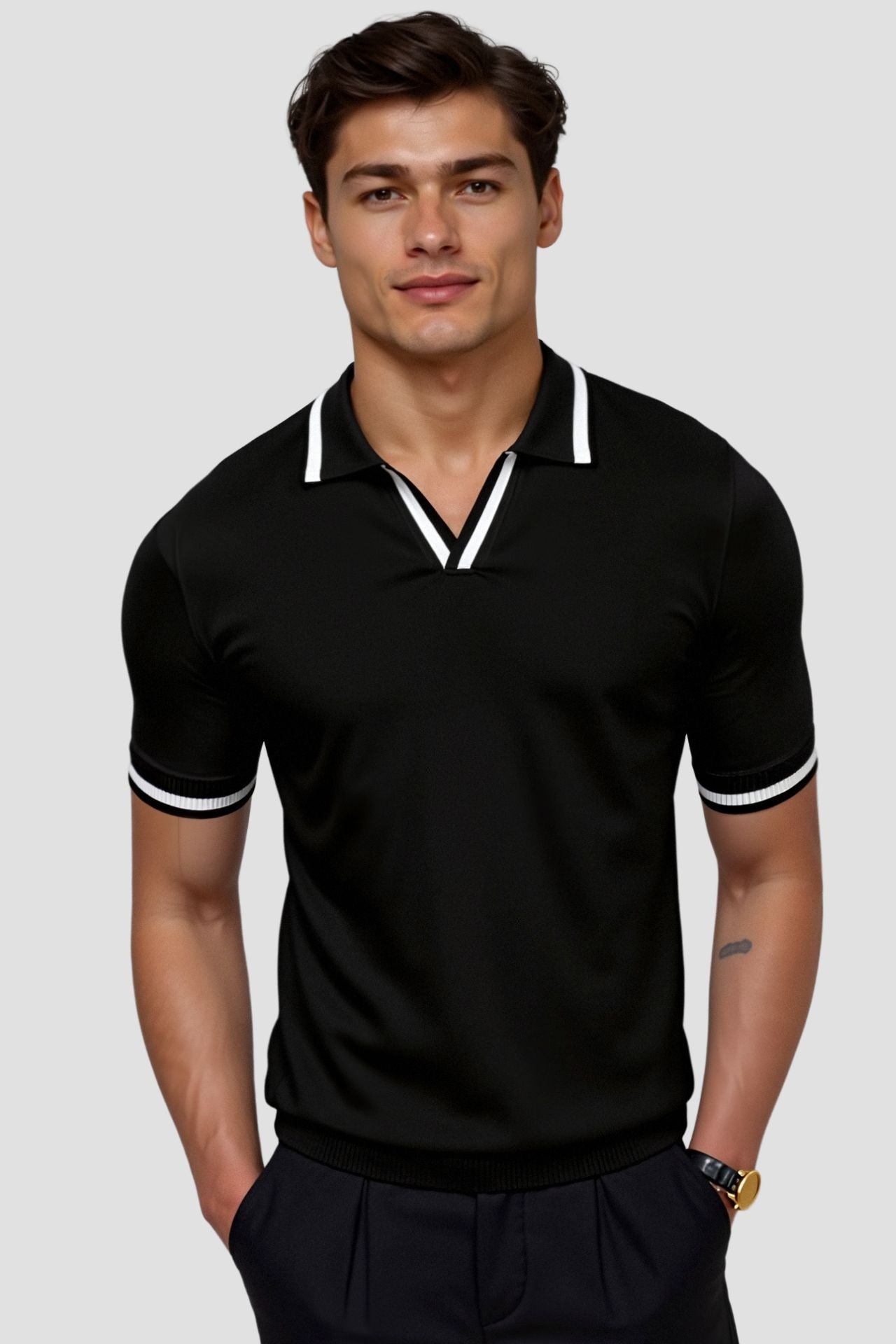 NOBA kontrastní slim fit elegantní letní polo