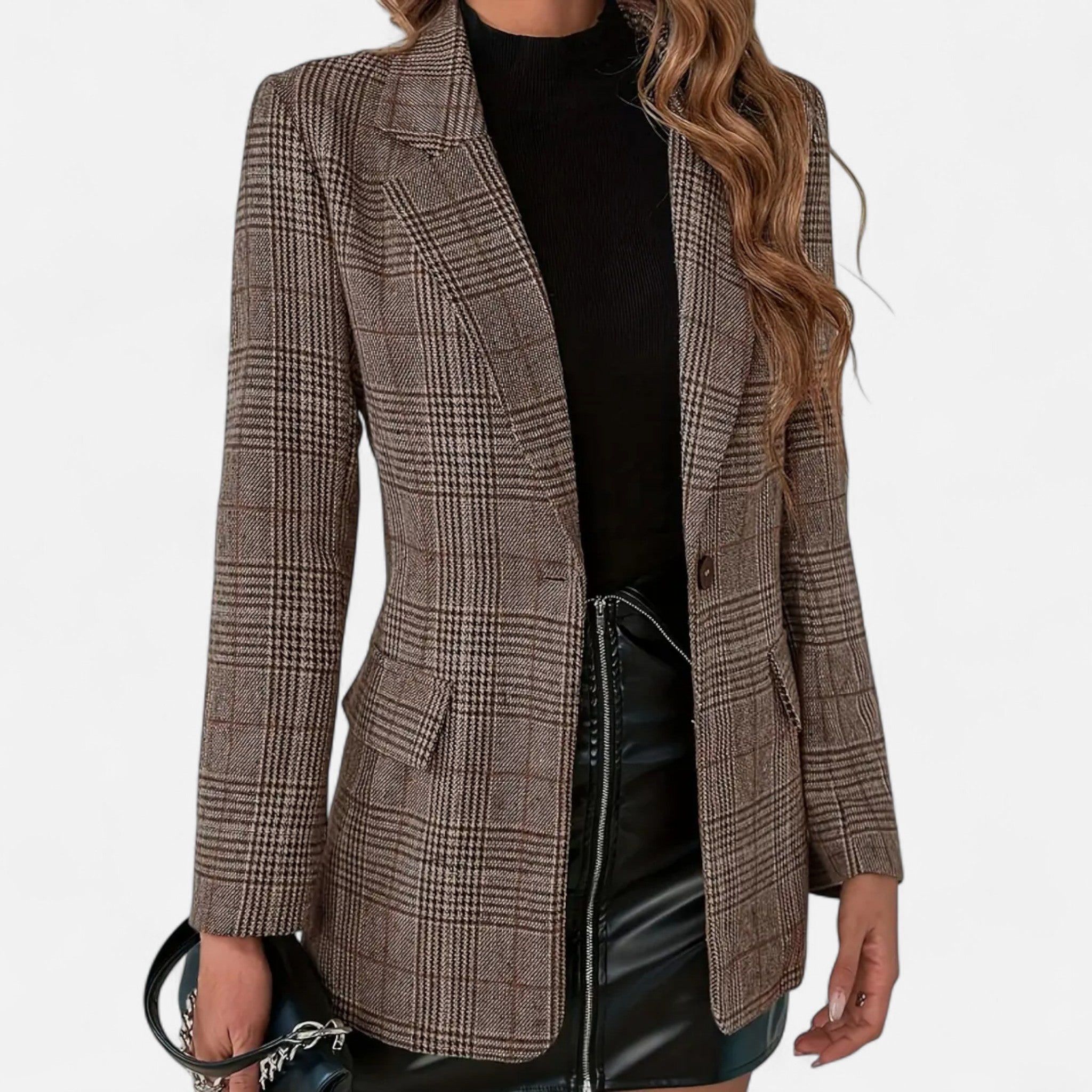 Women's checked blazer – single-button heritage style