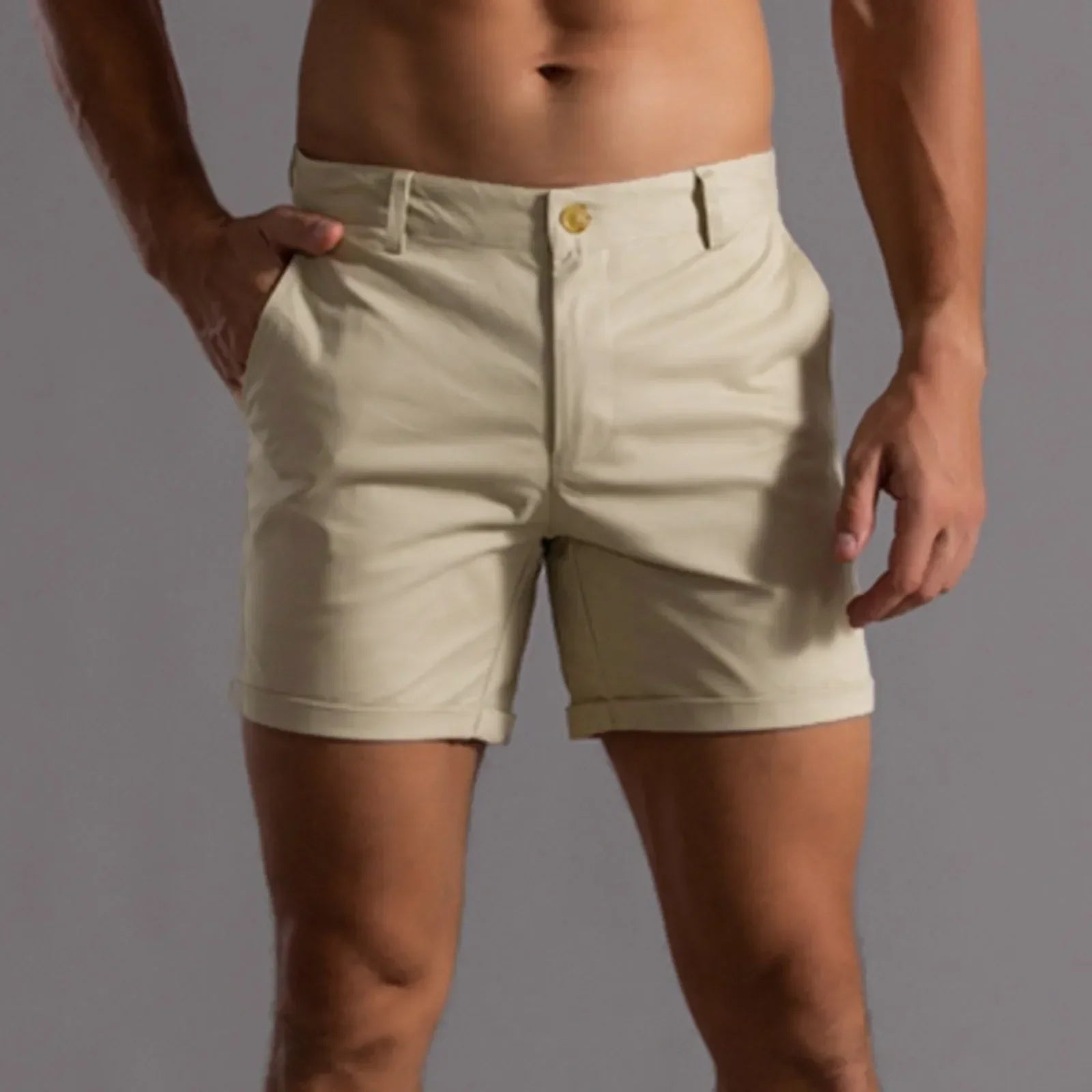 Ανδρικά chino σορτς – slim fit ελαστικό ύφασμα, κλείσιμο με κουμπιά