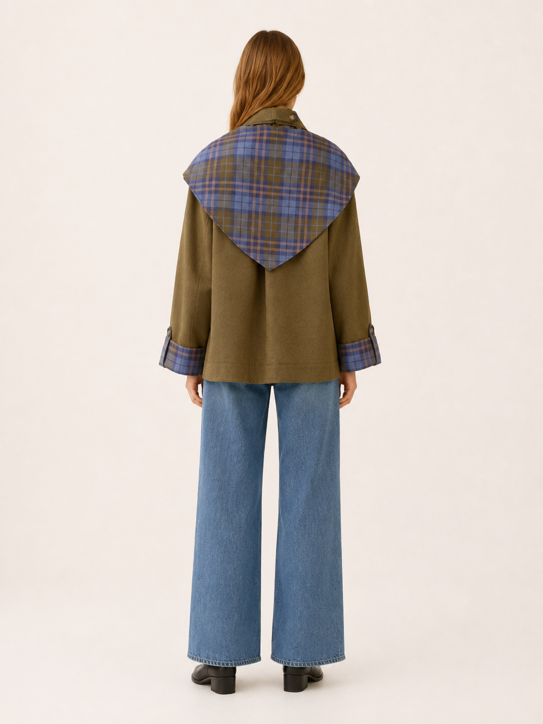 Oversized Utility-Jakke til Kvinder med Ternet Detalje