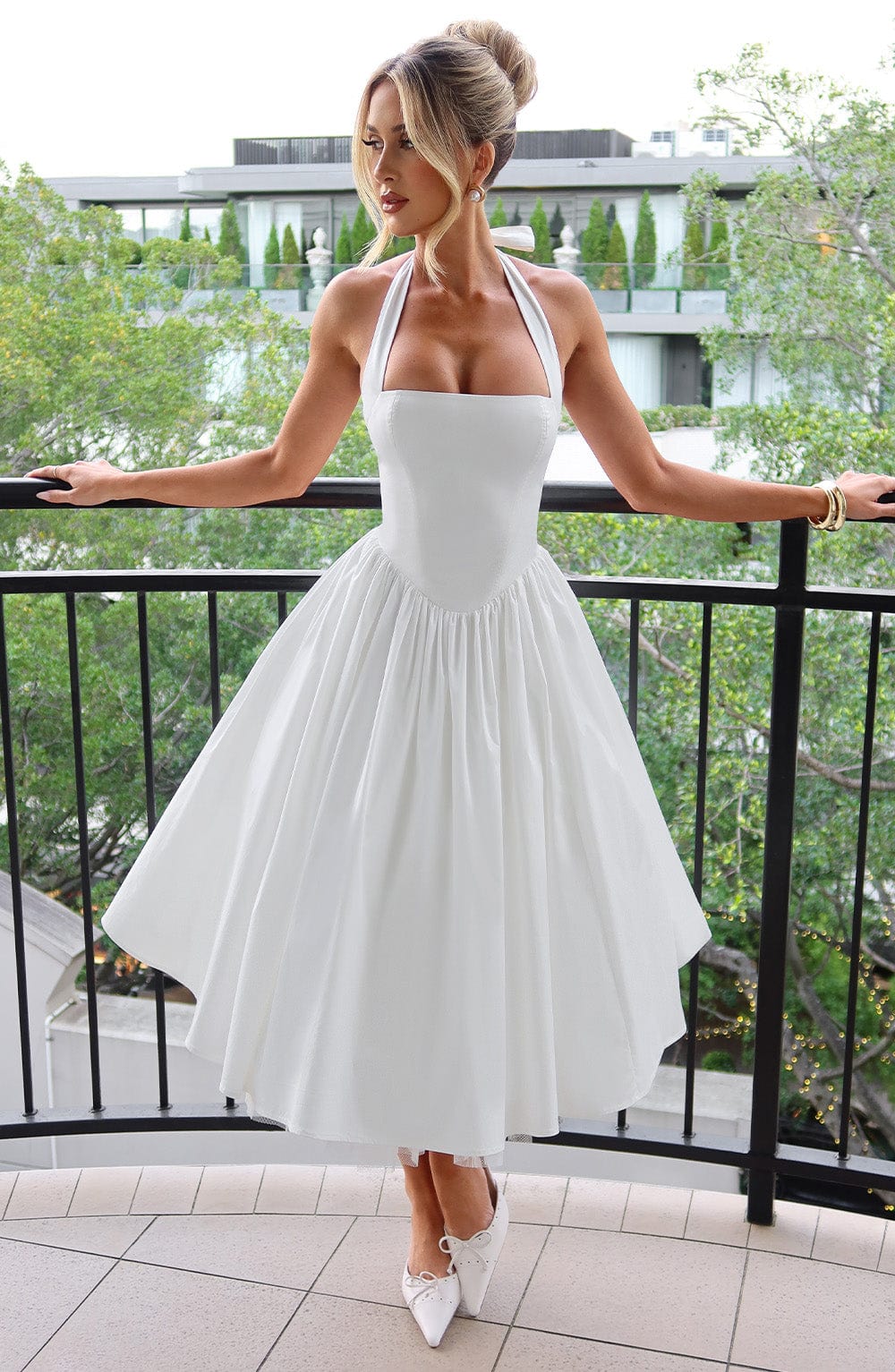Women’s Wedding Guest Halter Neck Midi Dress