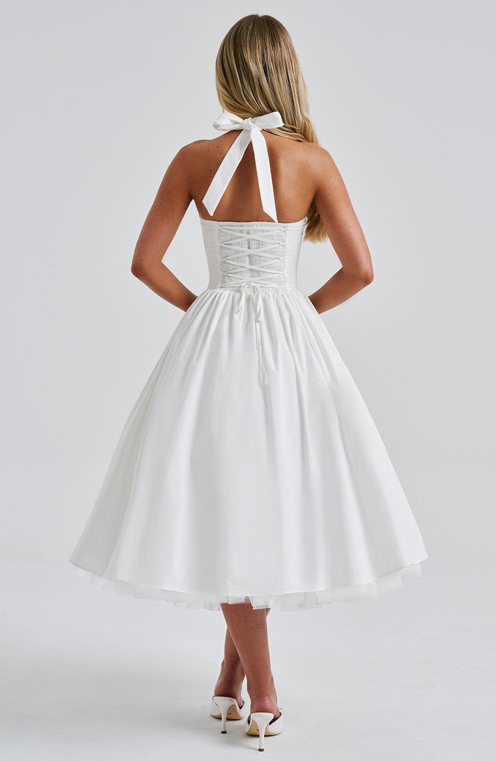 Women’s Wedding Guest Halter Neck Midi Dress