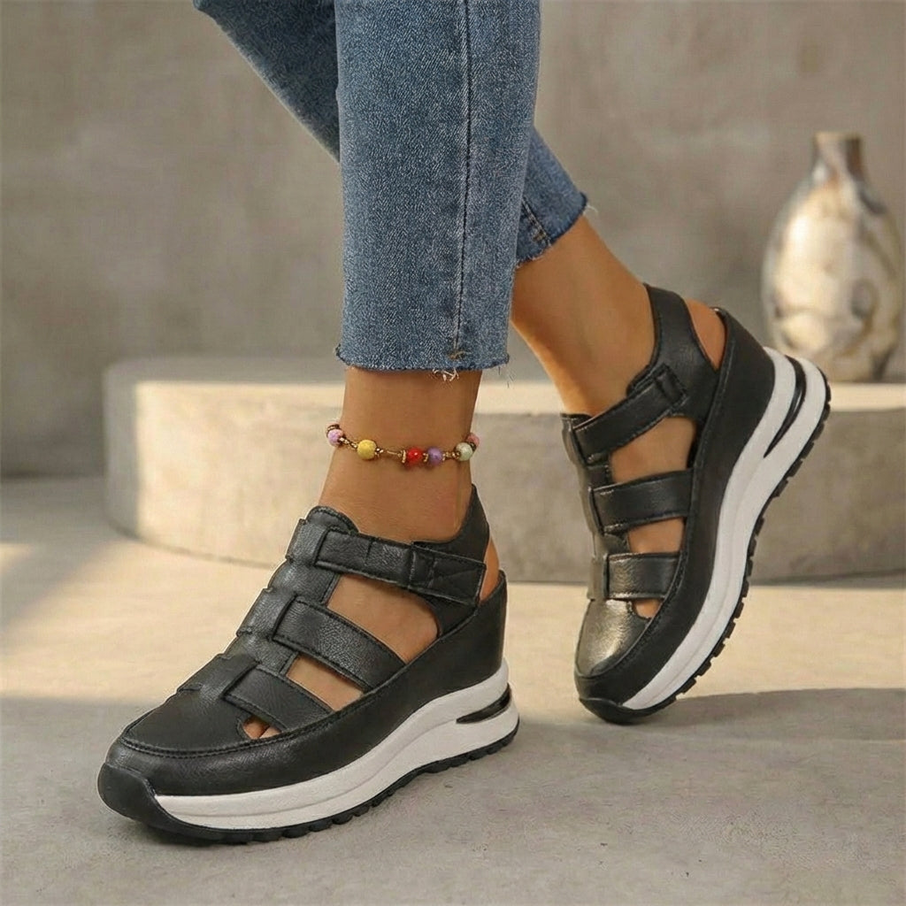 Sandales baskets plateforme orthopédiques Isabella | Sandales baskets à bout fermé découpé