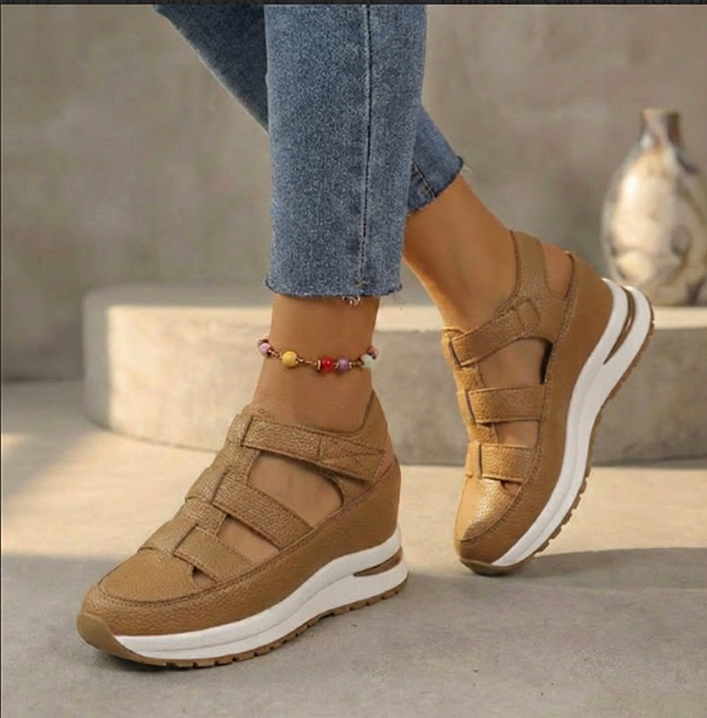 Sandales baskets plateforme orthopédiques Isabella | Sandales baskets à bout fermé découpé