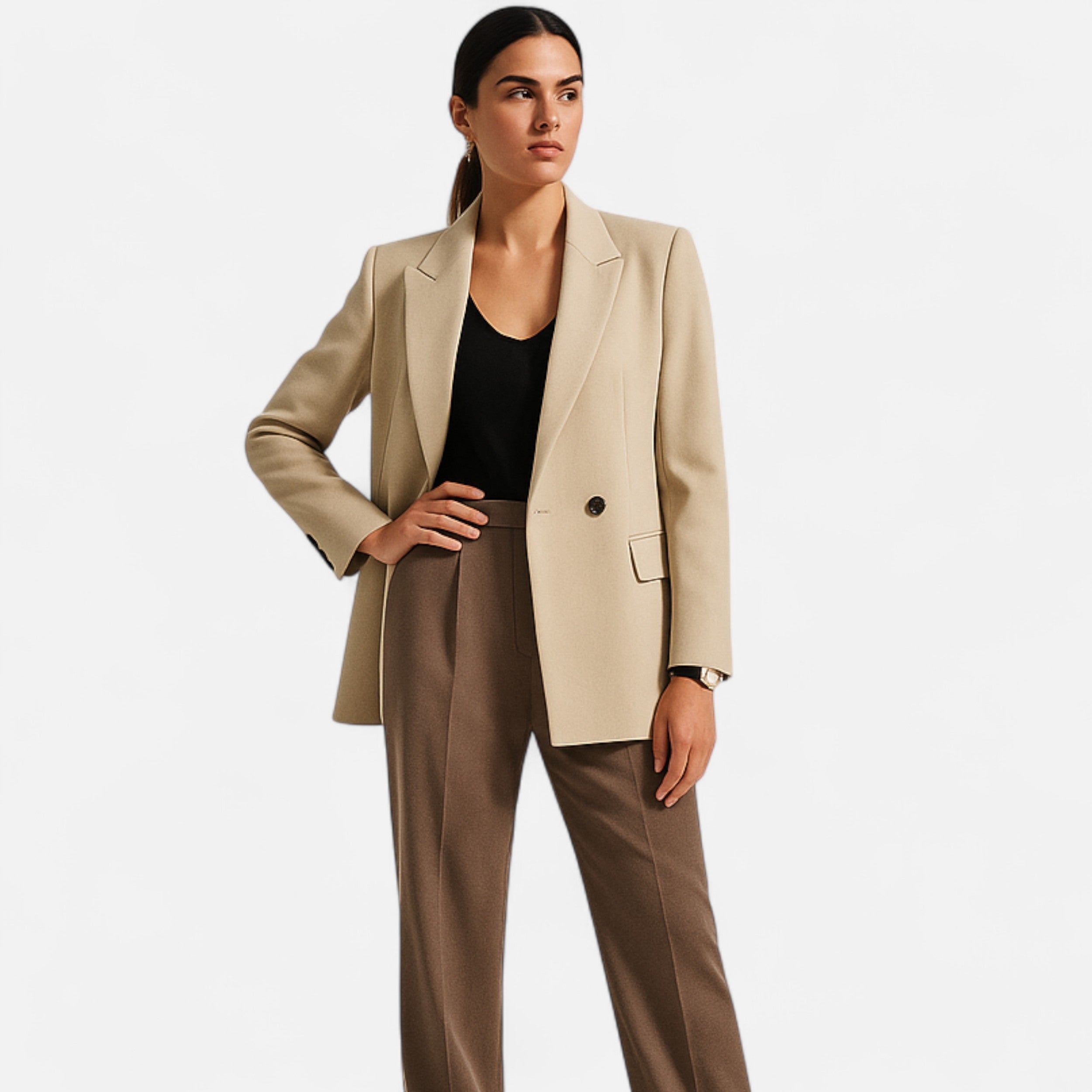 Dobbeltradet Blazer til Kvinder med Klassisk Revers