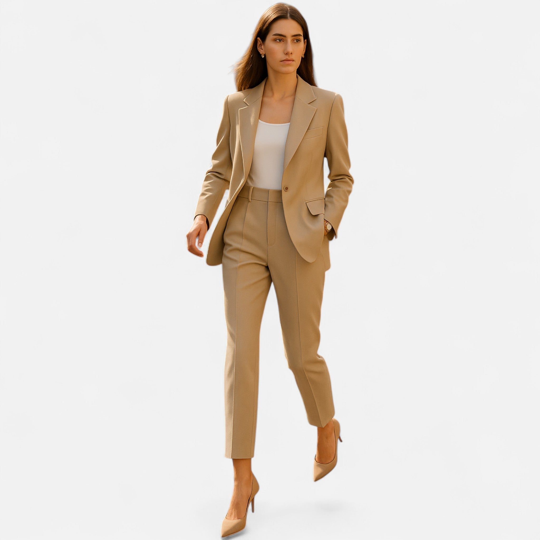 Elegant women's suit set with blazer and pants