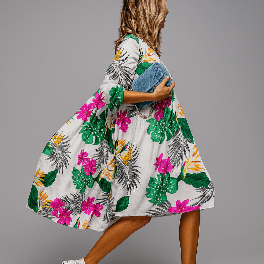 Vestido midi oversize con estampado floral