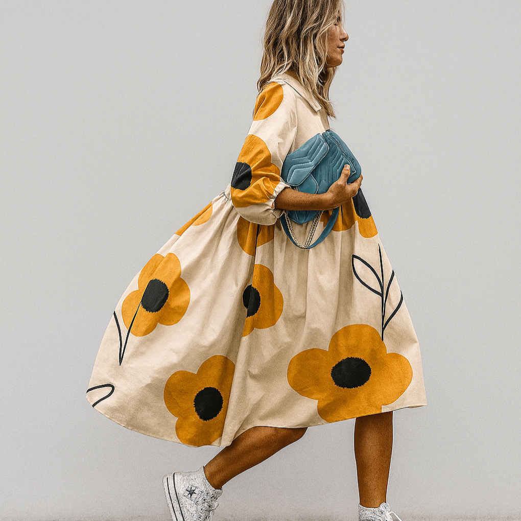 Vestido midi oversize con estampado floral