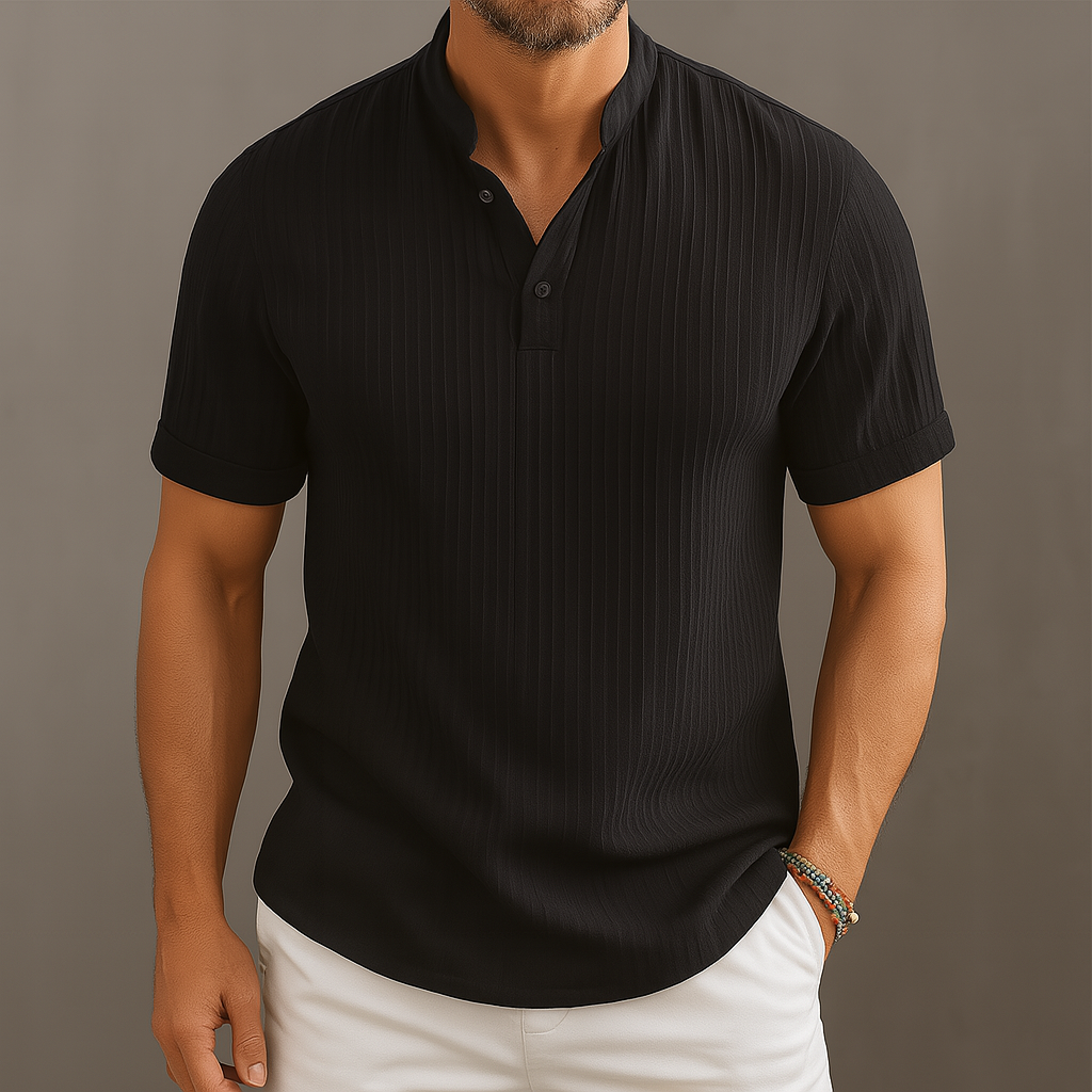 Avani Linen Popover Shirt in Linen with V-Neck