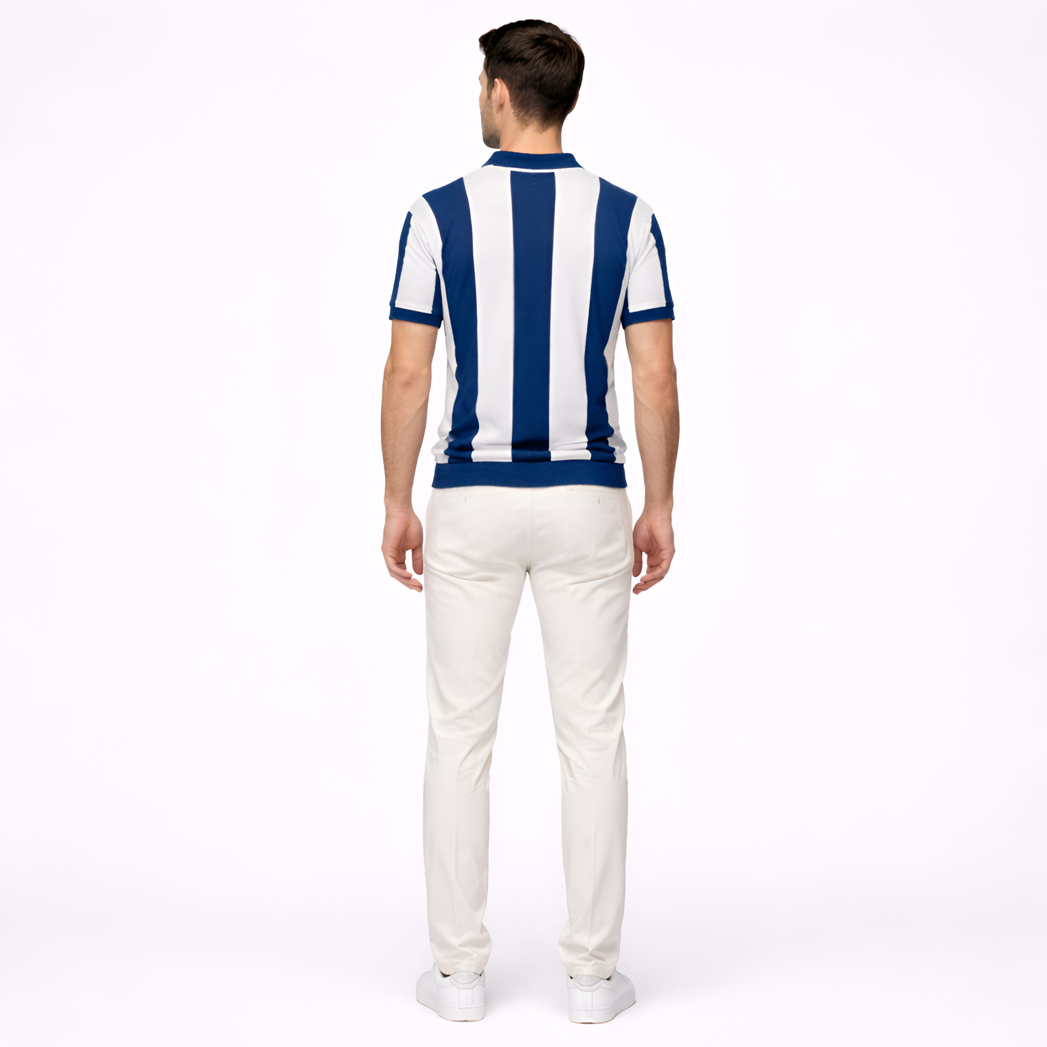 Tricou polo bărbați cu fermoar, mânecă scurtă, dungi, polo casual