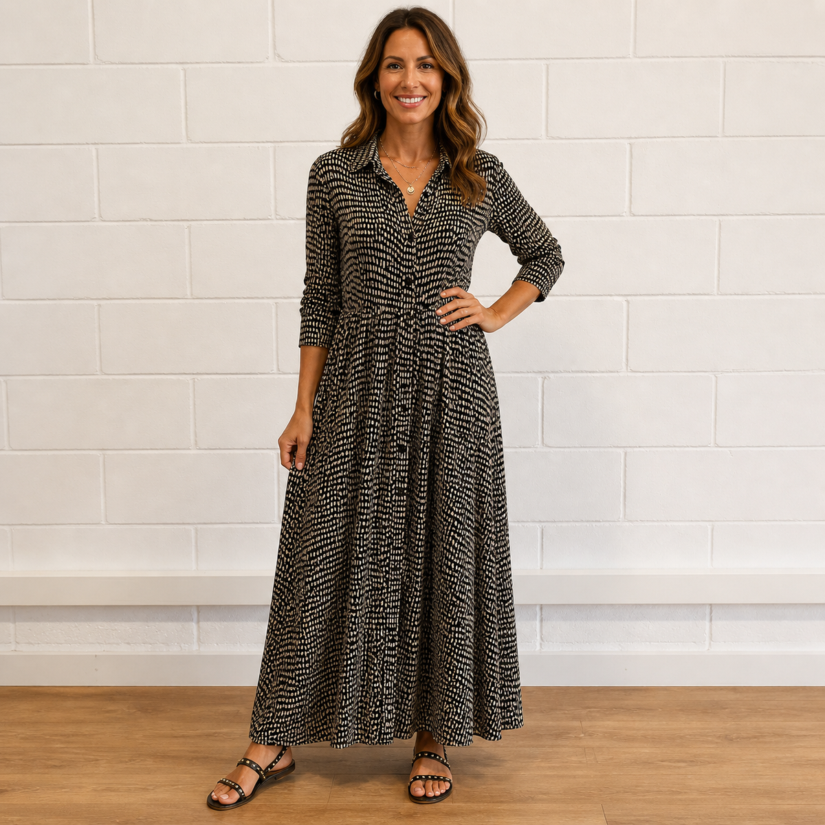 Elegant Midi-kjole med Lommer