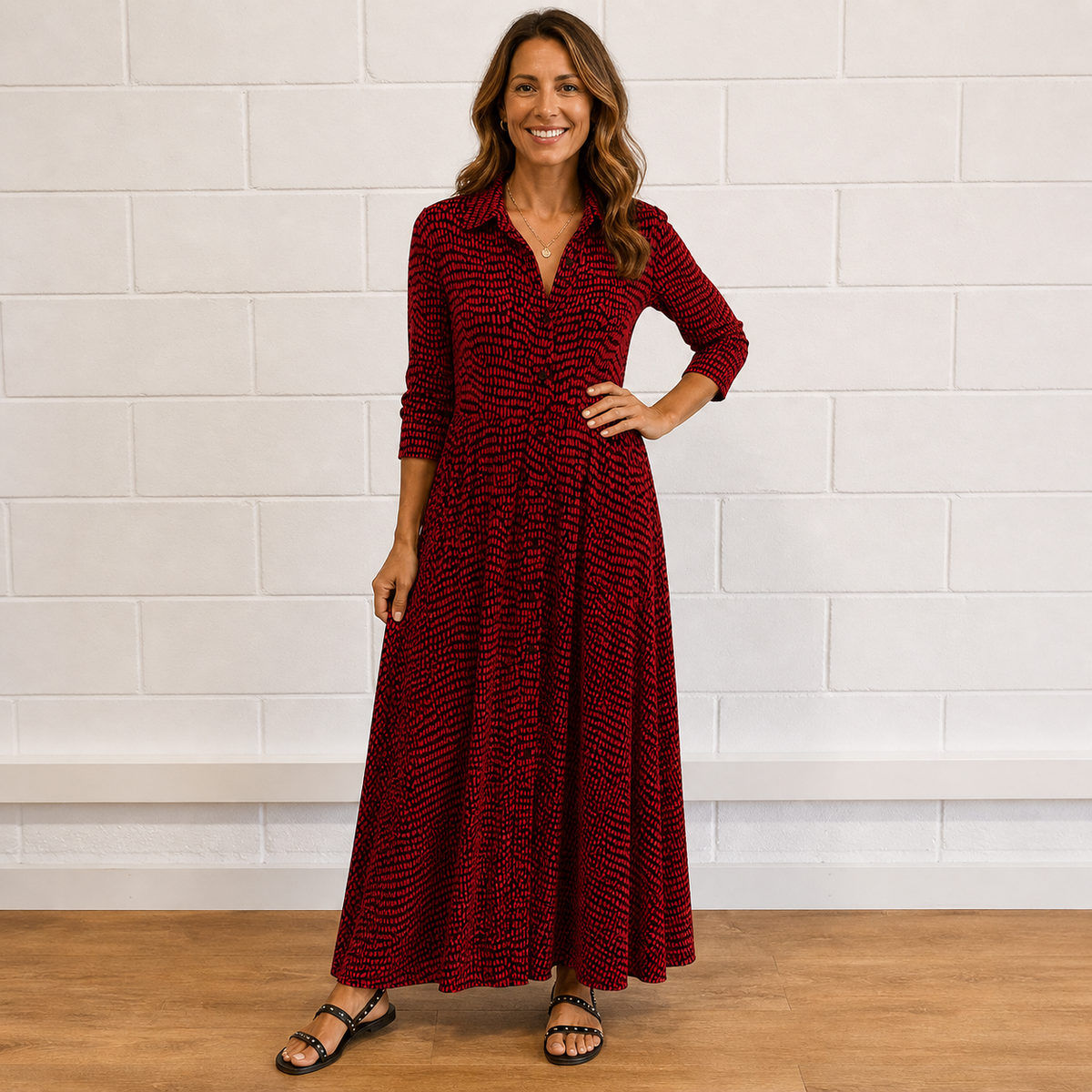 Elegant Midi-kjole med Lommer