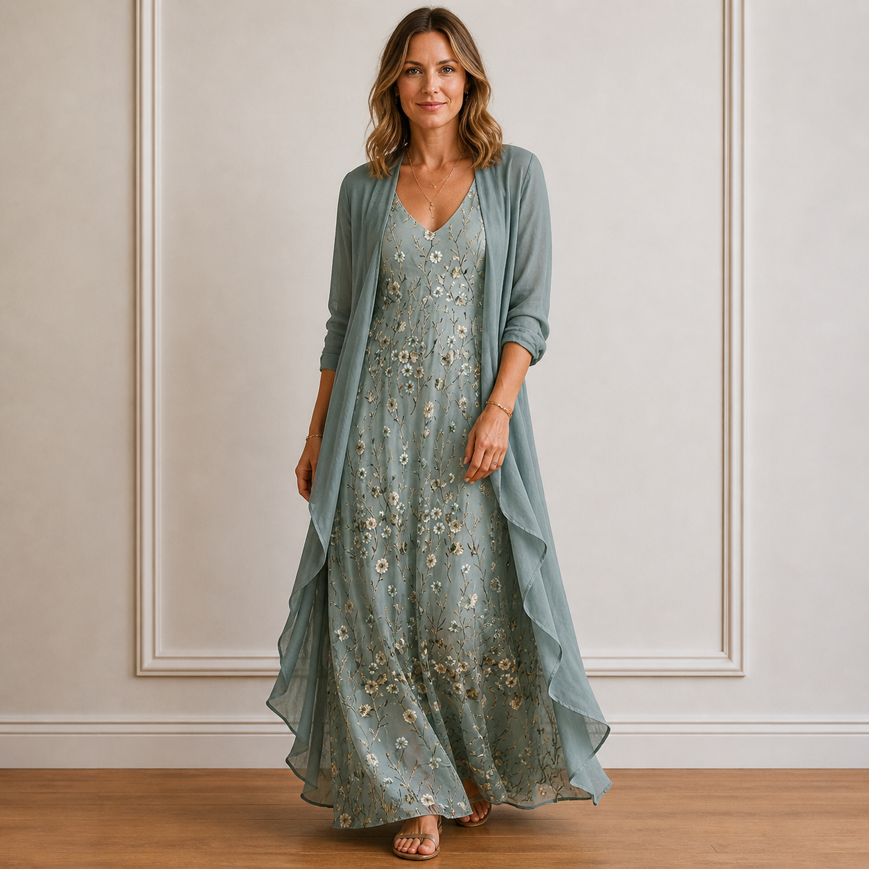 Robe longue avec veste (ensemble 2 pièces)