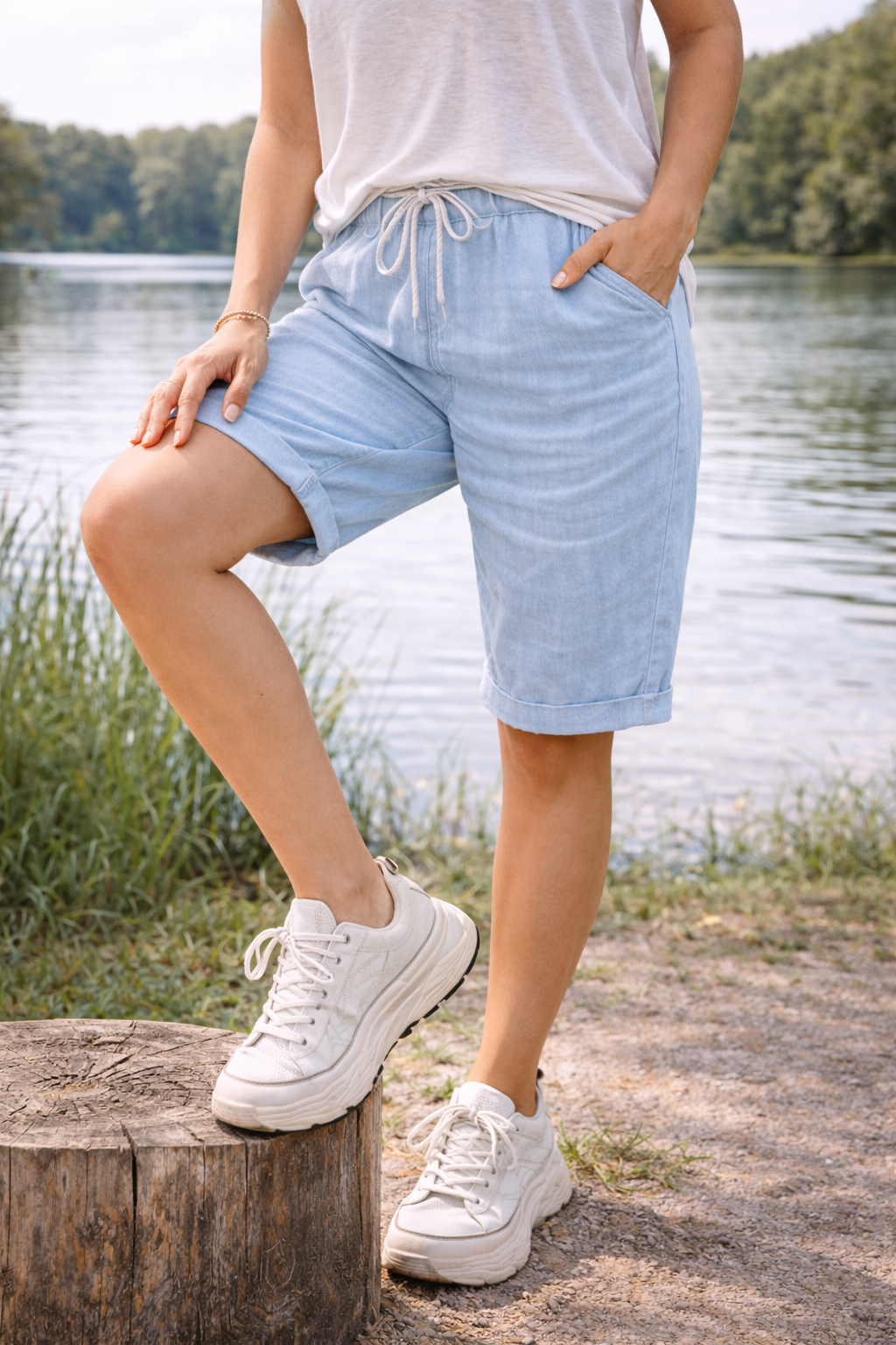 Chloe | Shorts de algodón para mujer con cordón a la altura de la rodilla