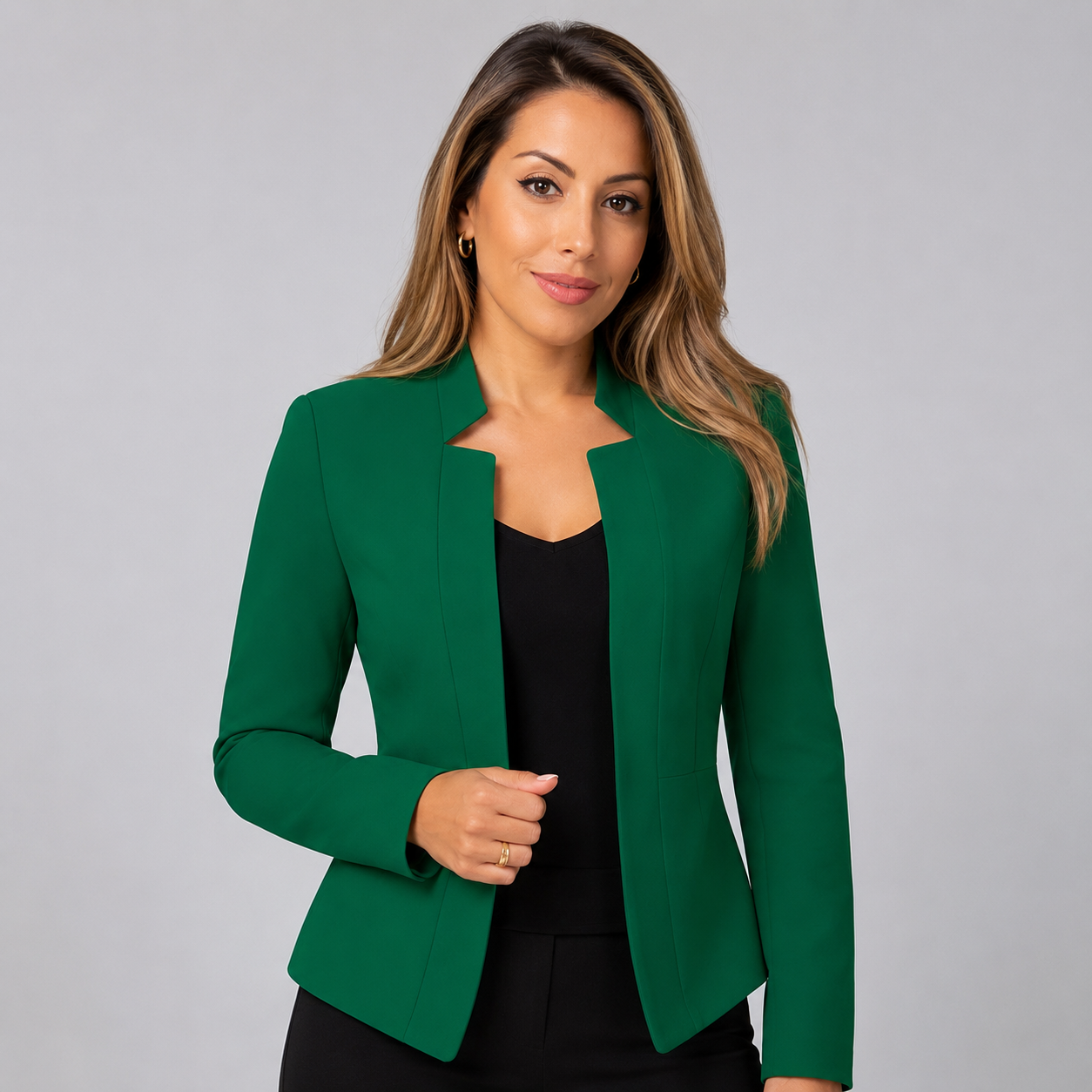 Lang Åben Blazer til Kvinder med Figursyet Pasform