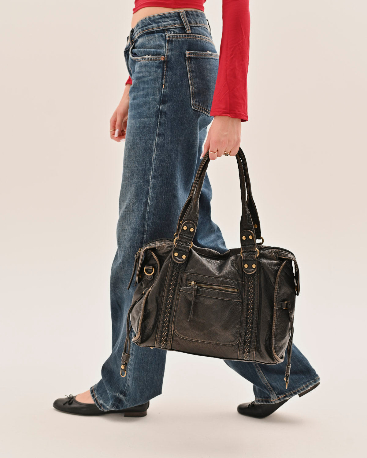 Sac à main vintage pour femmes avec bandoulière et détails métalliques