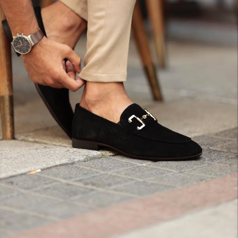 Bellivaro | Klassiske herre loafers i ruskind med hestebidsdetalje og mandelformet tå